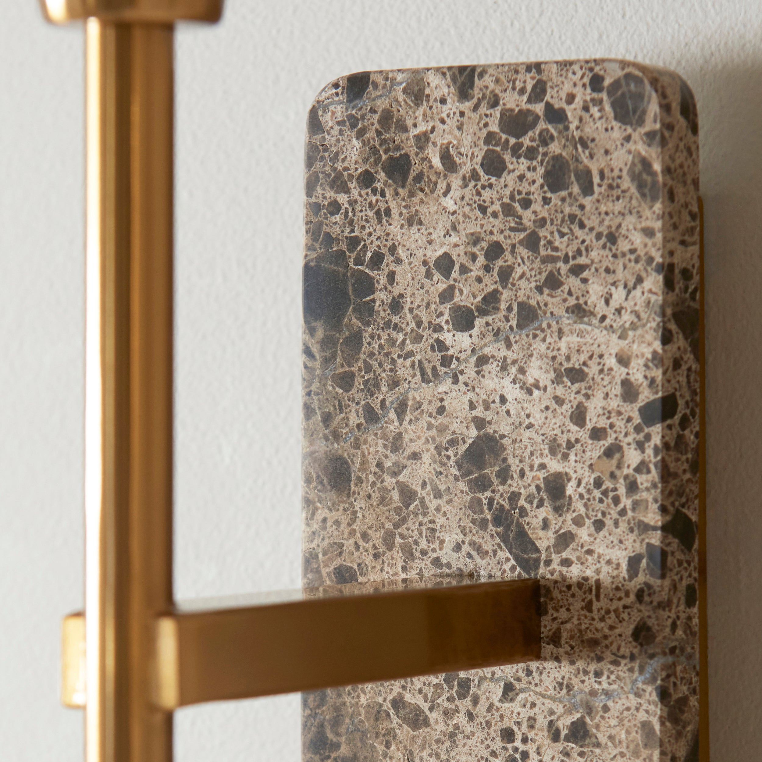 Endon Faro Wall Light - Dark Brown Emperador Marble & Vintage Brass With Natural Linen