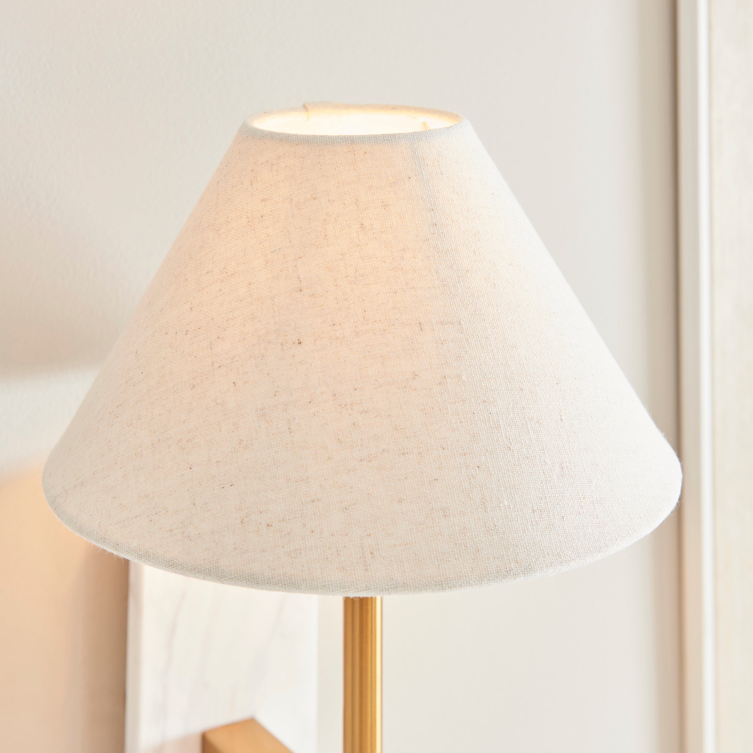 Endon Faro Wall Light - White Volakas Marble & Vintage Brass With Natural Linen