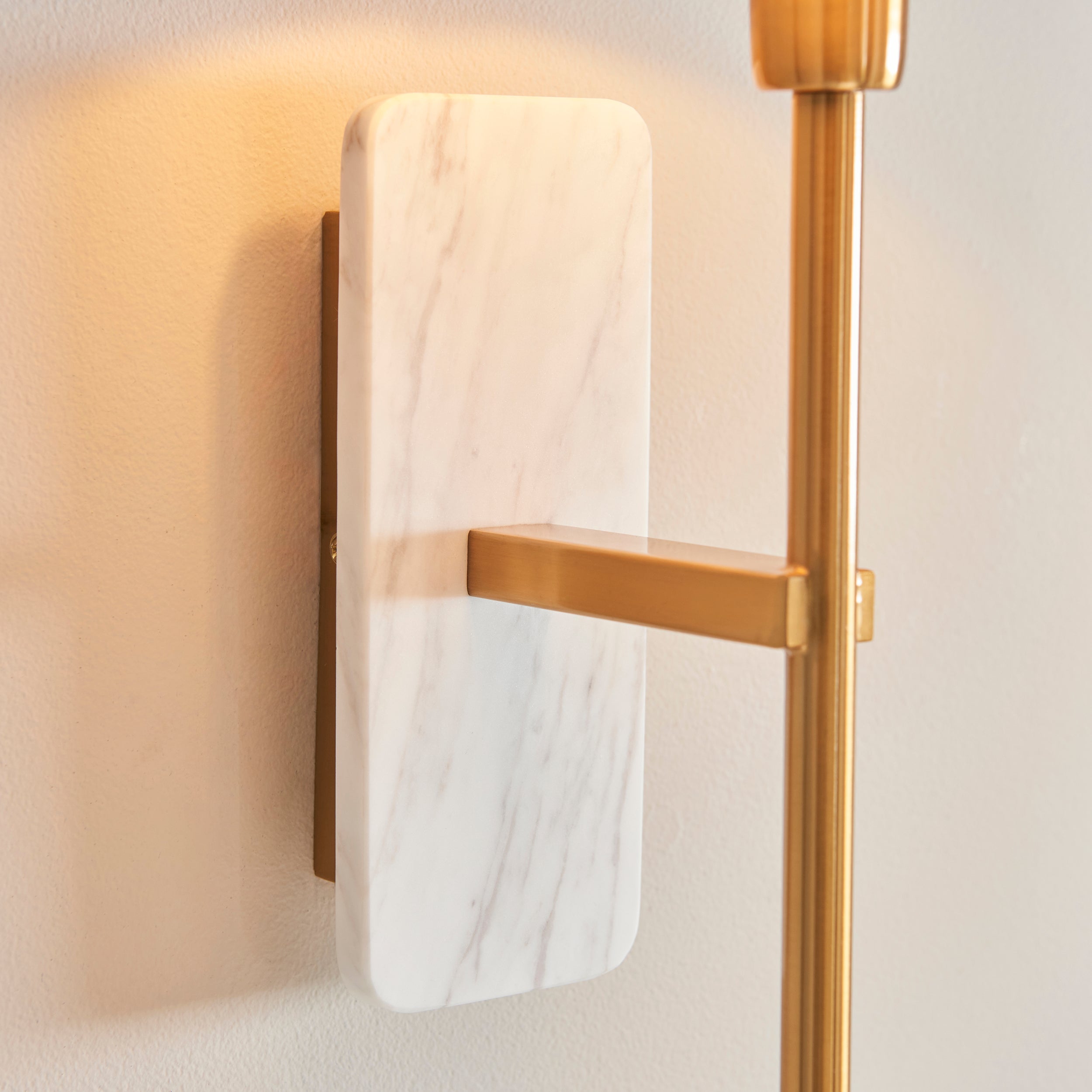 Endon Faro Wall Light - White Volakas Marble & Vintage Brass With Natural Linen