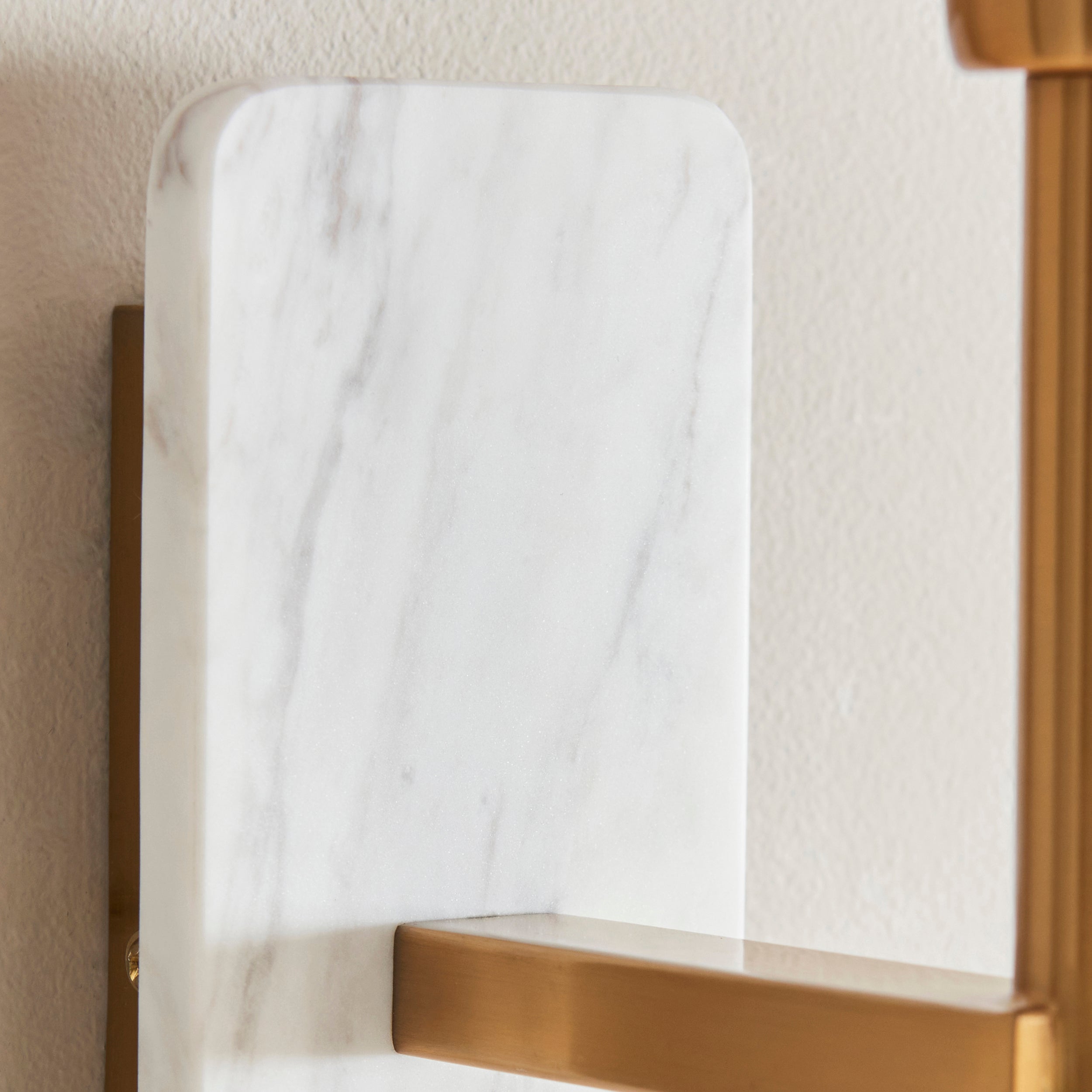 Endon Faro Wall Light - White Volakas Marble & Vintage Brass With Natural Linen