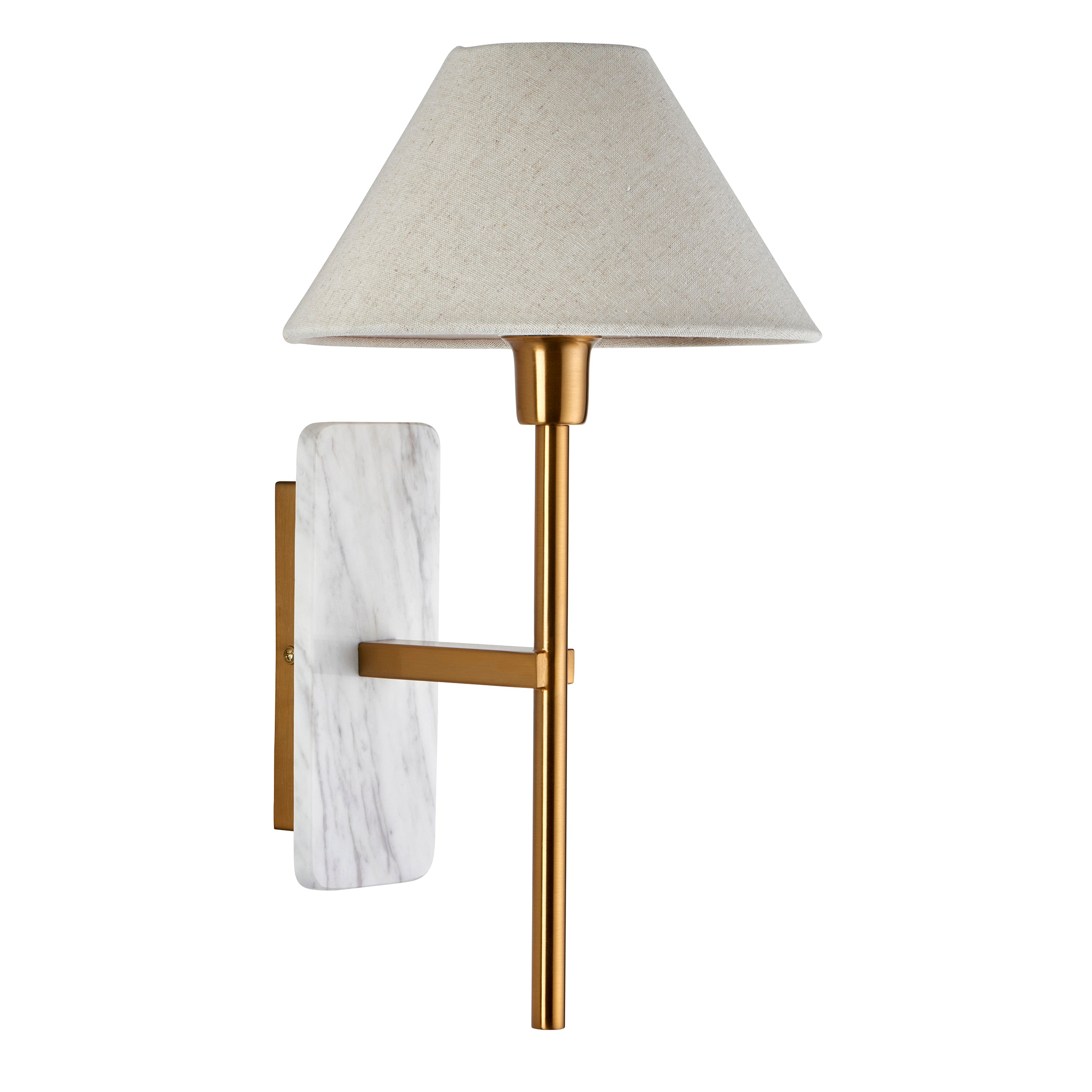 Endon Faro Wall Light - White Volakas Marble & Vintage Brass With Natural Linen