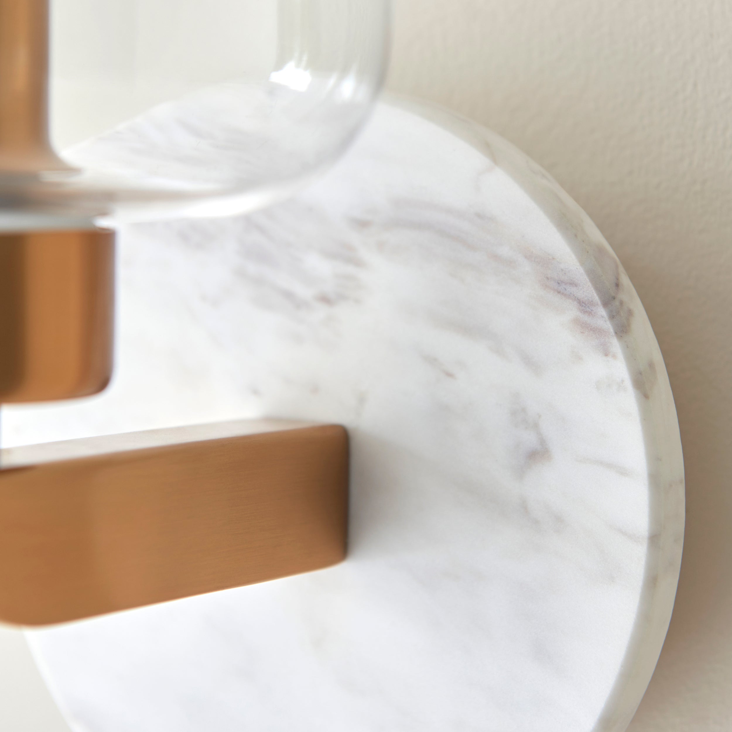 Endon Travi Wall Light - White Volakas Marble, Vintage Brass & Clear Glass
