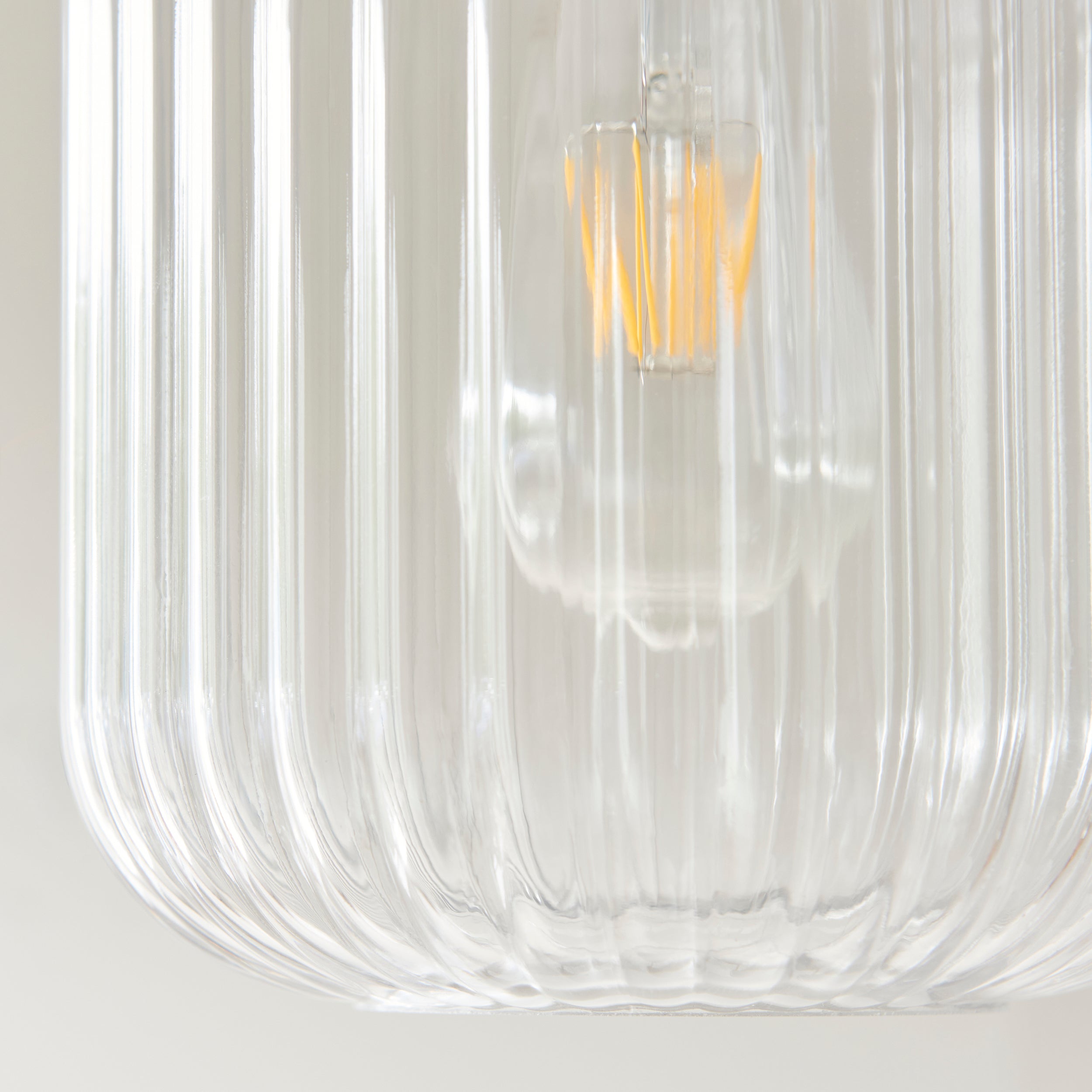 Endon Travi Ribbed Pendant - Natural Travertine, Vintage Brass & Clear Ribbed Glass