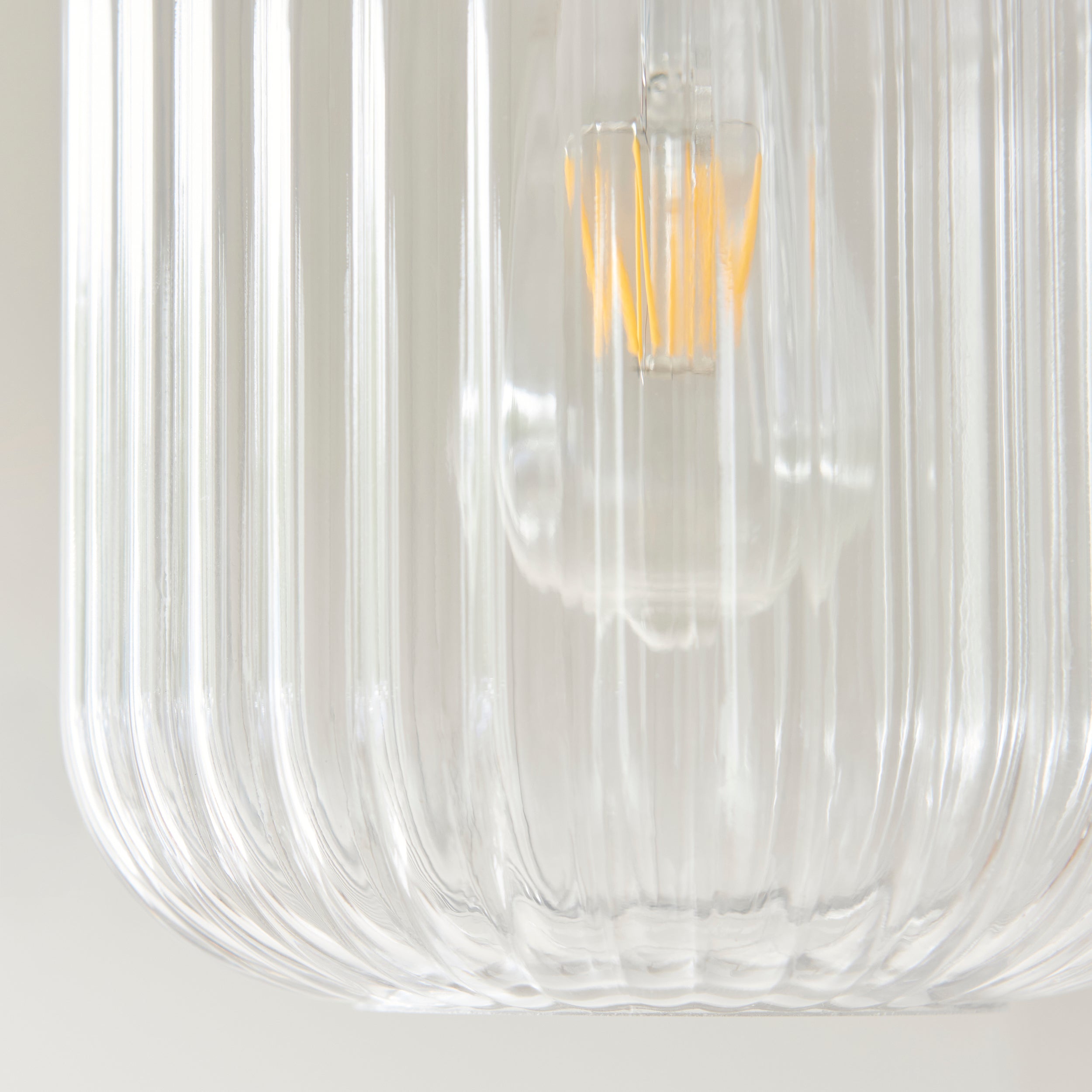 Endon Travi Ribbed Pendant - White Volakas Marble, Vintage Brass & Clear Ribbed Glass