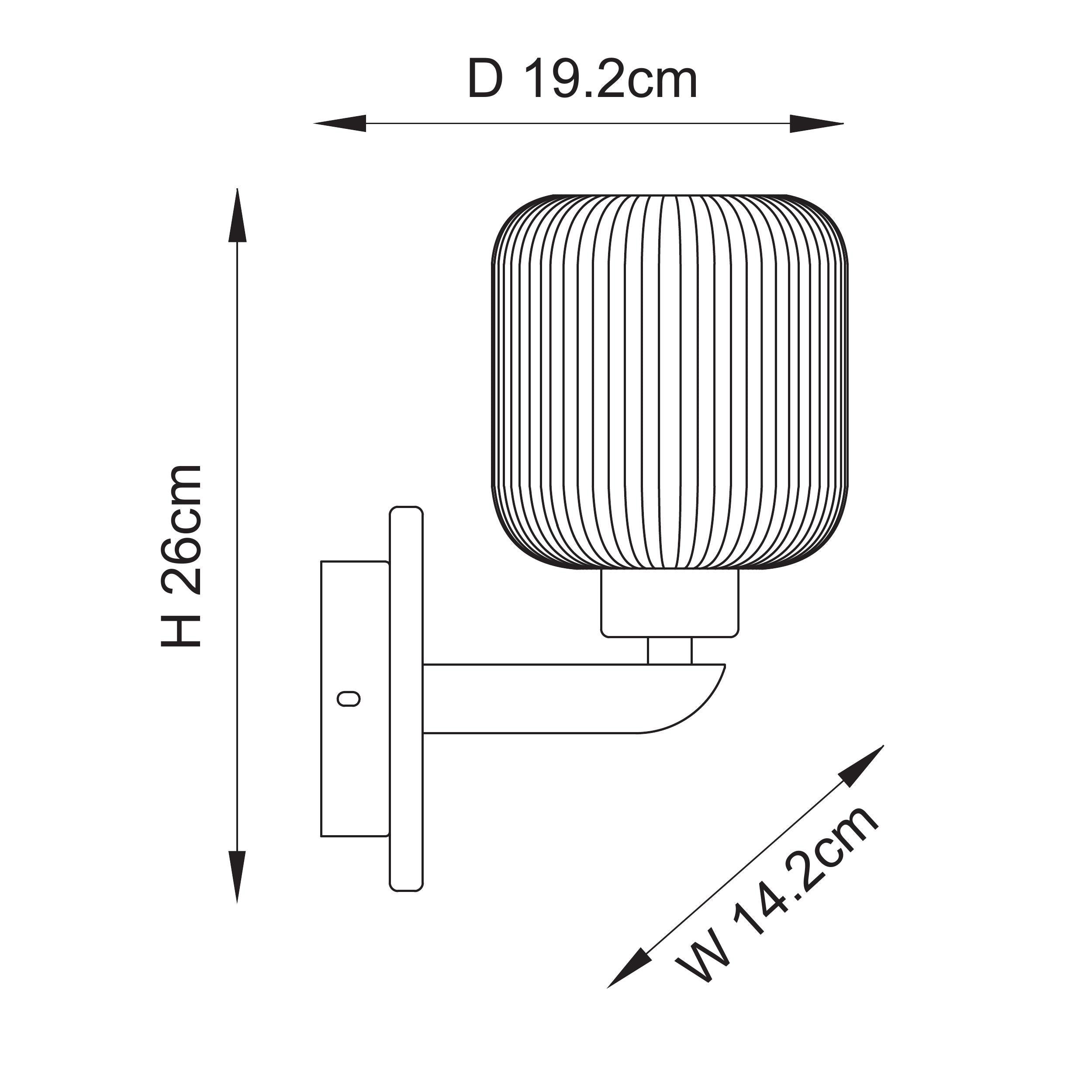 Endon Travi Ribbed Wall Light - Dark Brown Emperador Marble, Vintage Brass & Clear Ribbed Glass