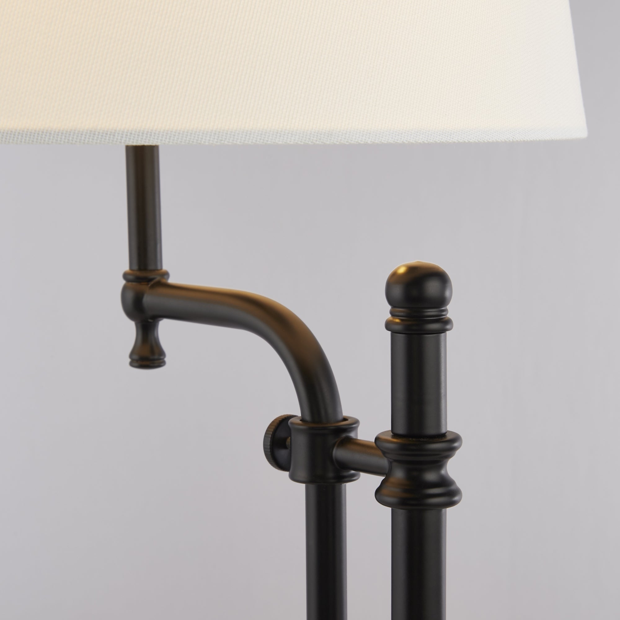 Searchlight Miles Adjustable Table Lamp - Matt Black & Linen Shade