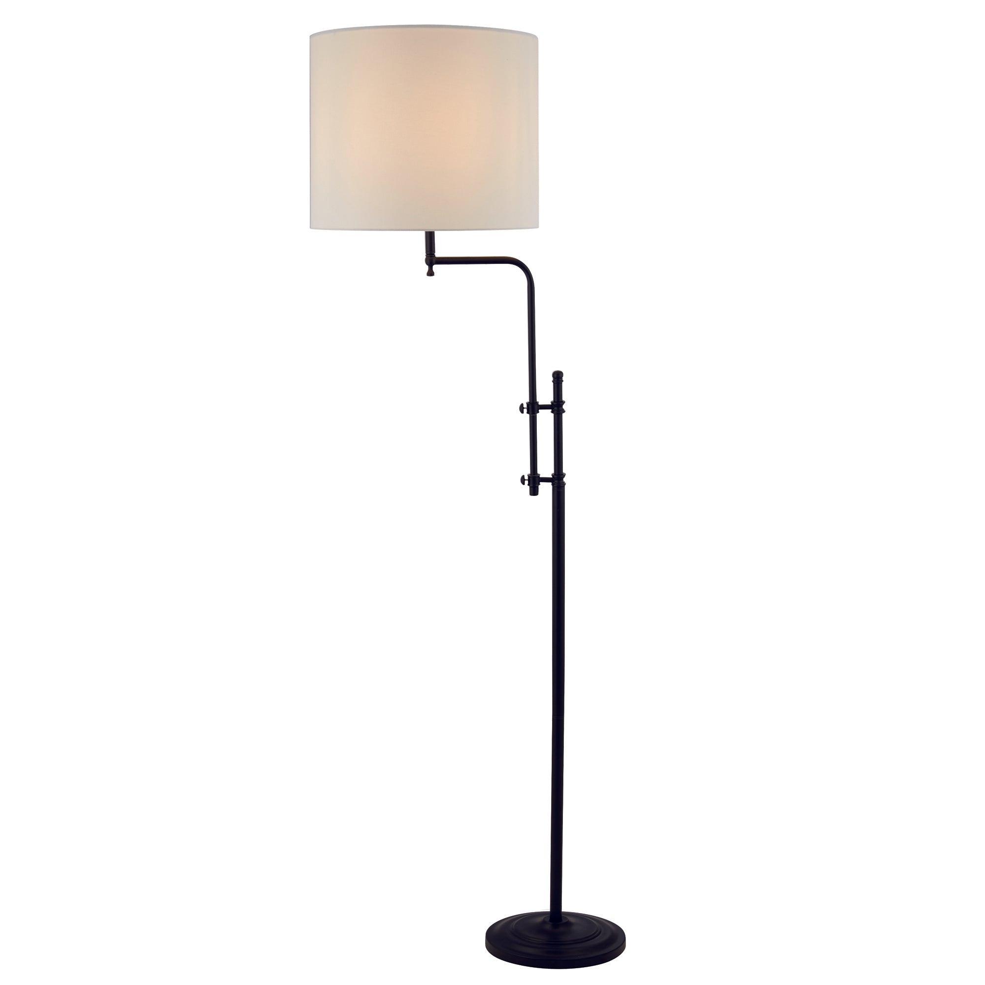 Searchlight Miles Adjustable Floor Lamp - Matt Black & Linen Shade
