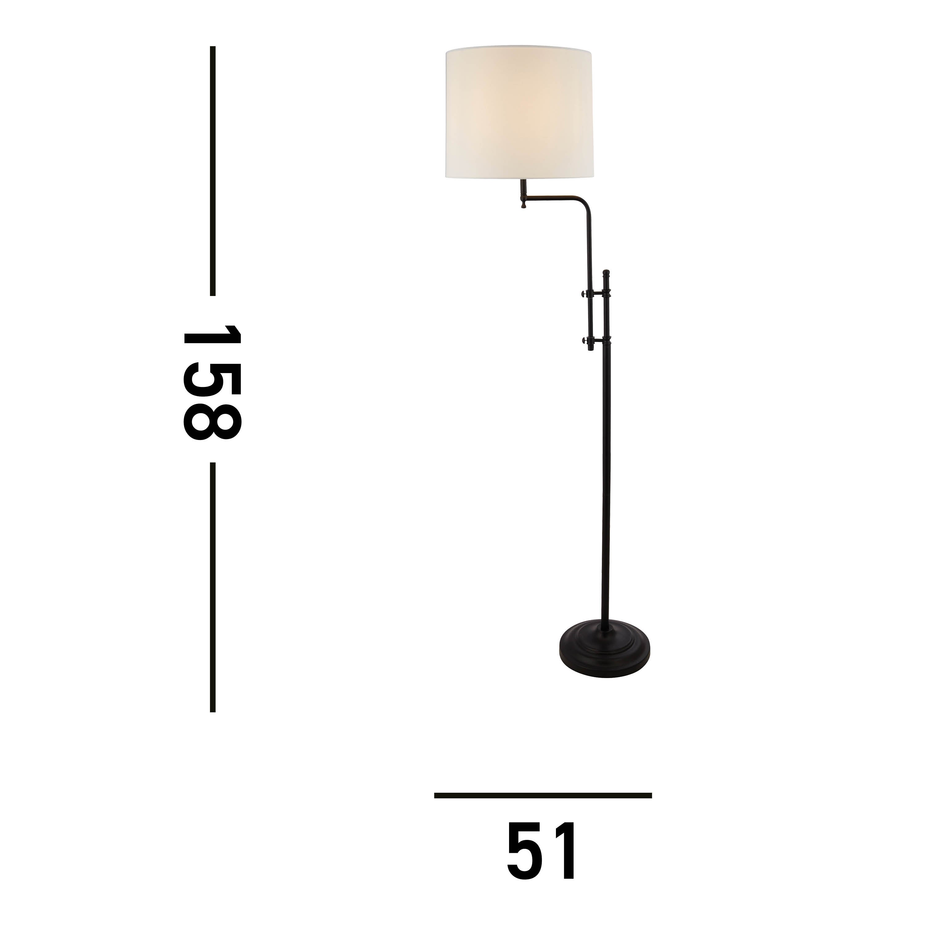 Searchlight Miles Adjustable Floor Lamp - Matt Black & Linen Shade
