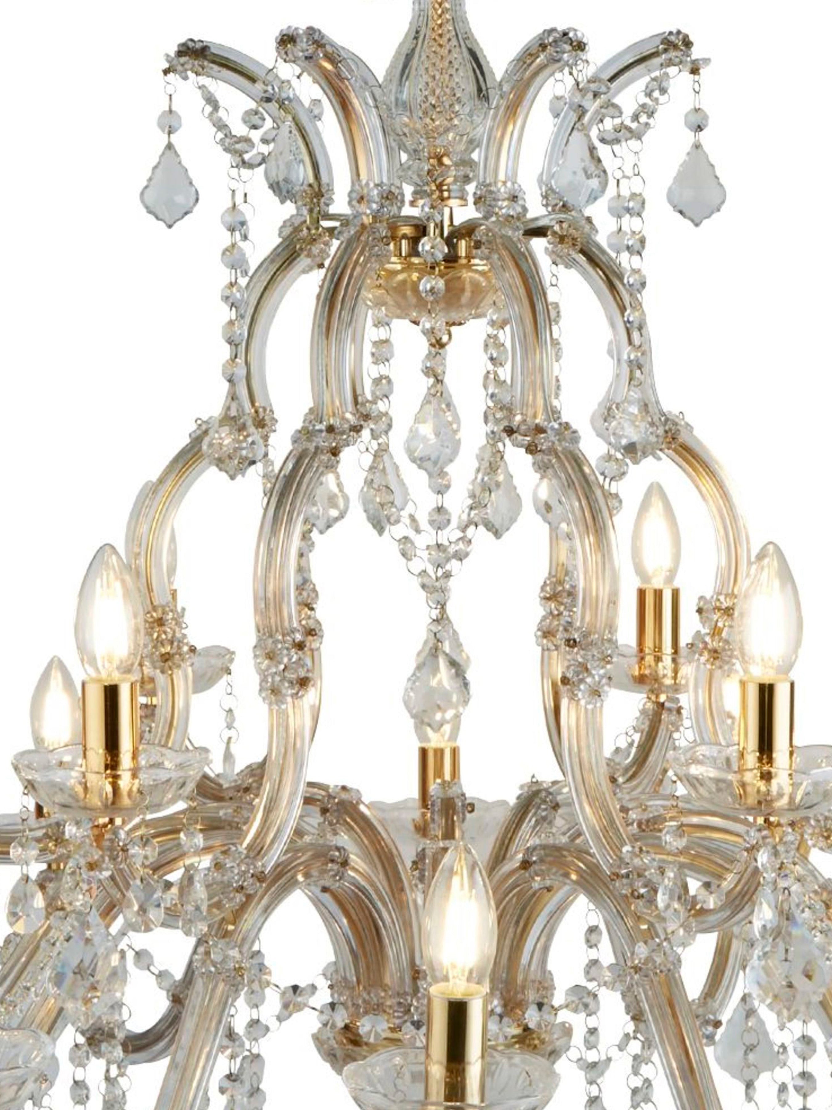 Searchlight Maple 18 Light Chandelier - Polished Brass & Clear Crystal