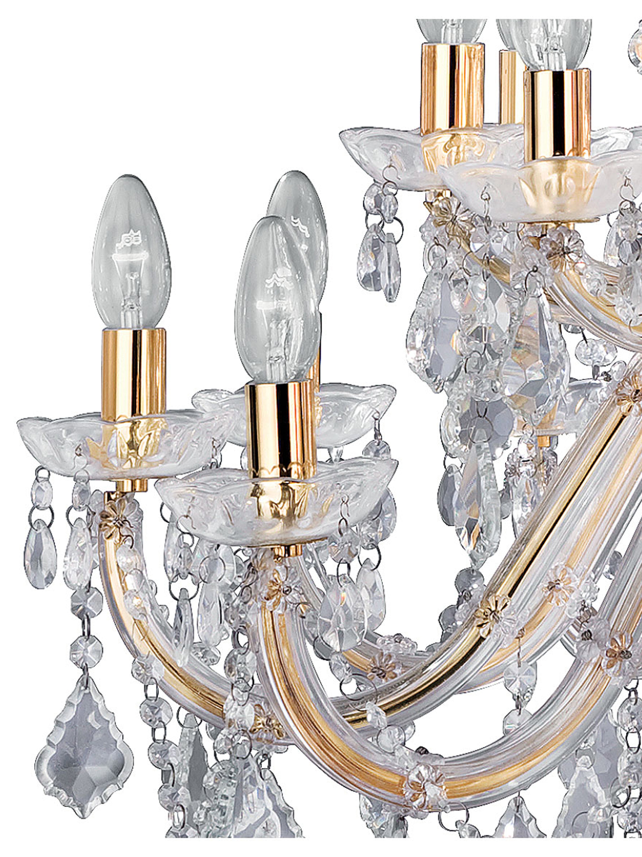Searchlight Maple 30 Light Chandelier - Polished Brass & Clear Crystal