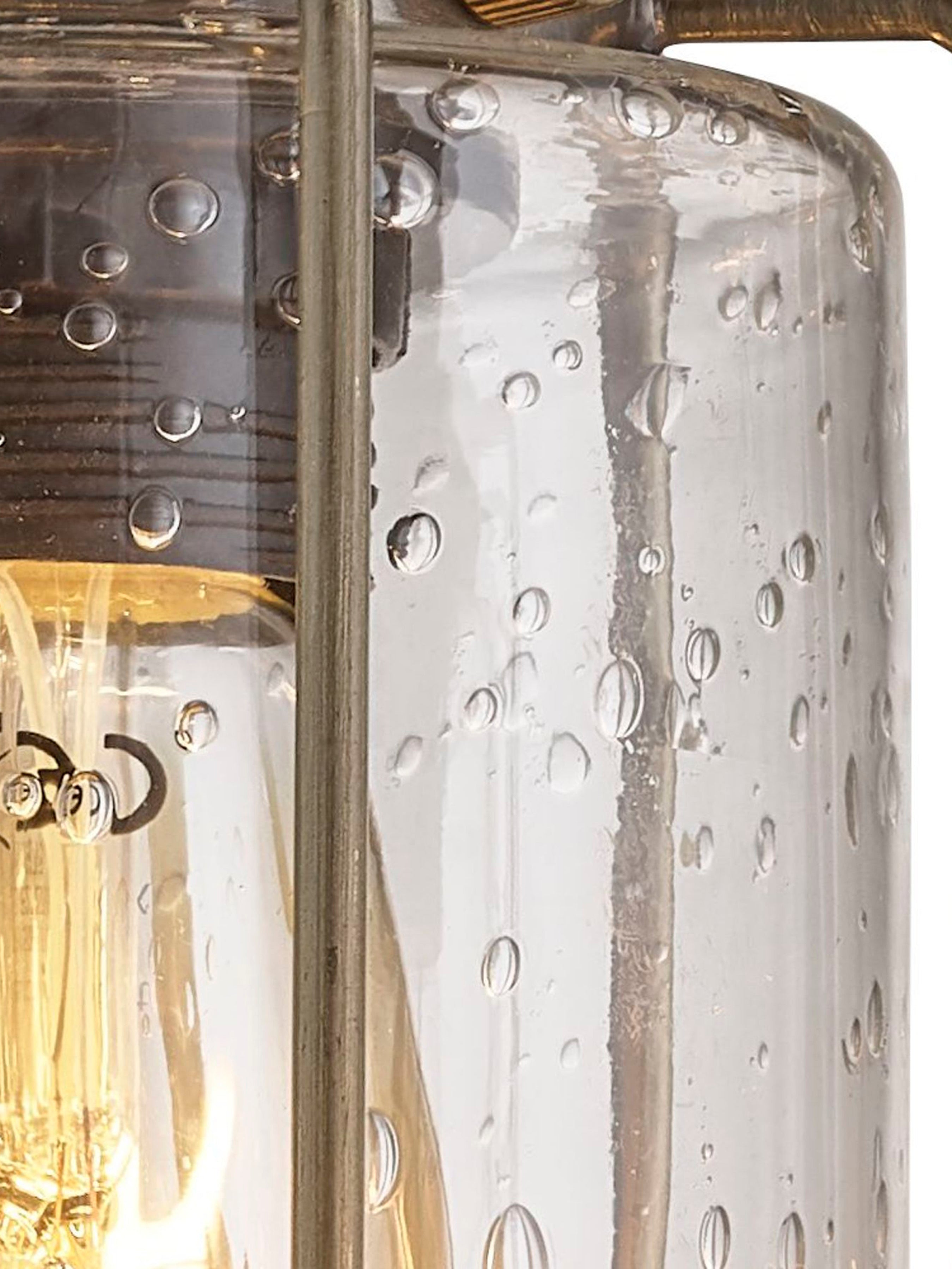 Searchlight Peach 3 Light Flush Antique Brass With Seeded Glass