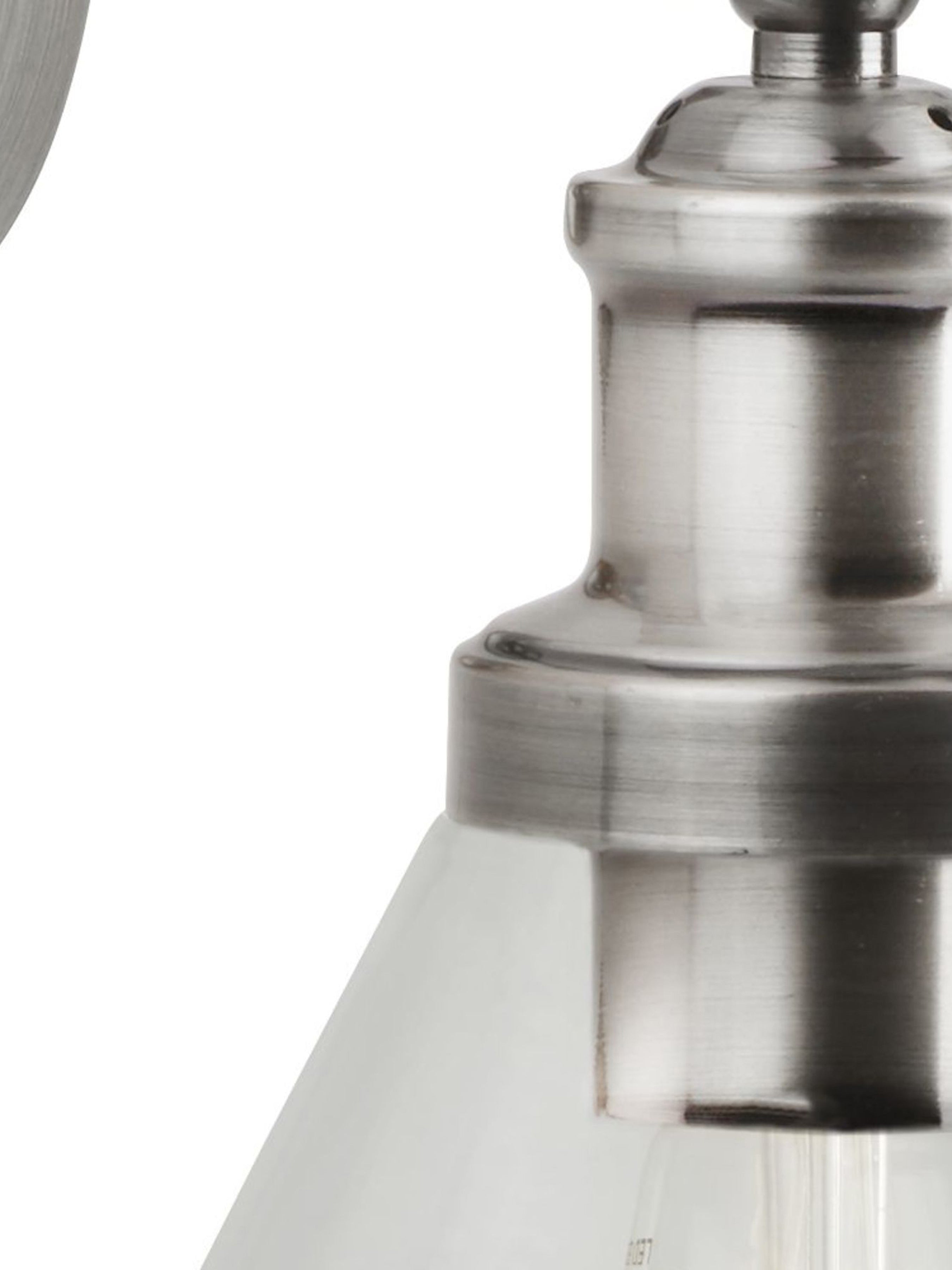 Searchlight Picton Wall Light - Satin Silver, Clear Glass Shade