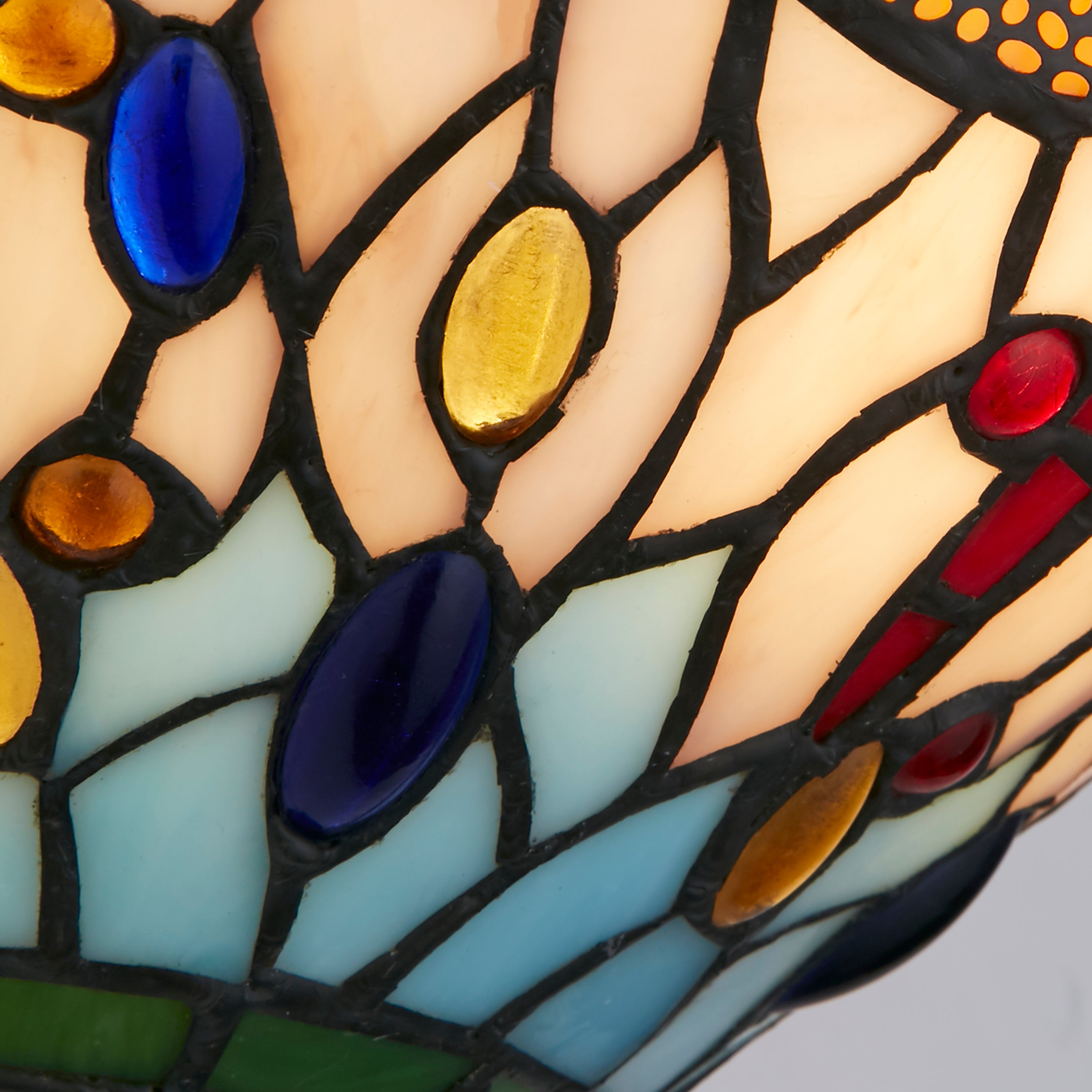 Searchlight Darwen Dragonfly Wall Light - Antique Brass Metal & Stained Glass