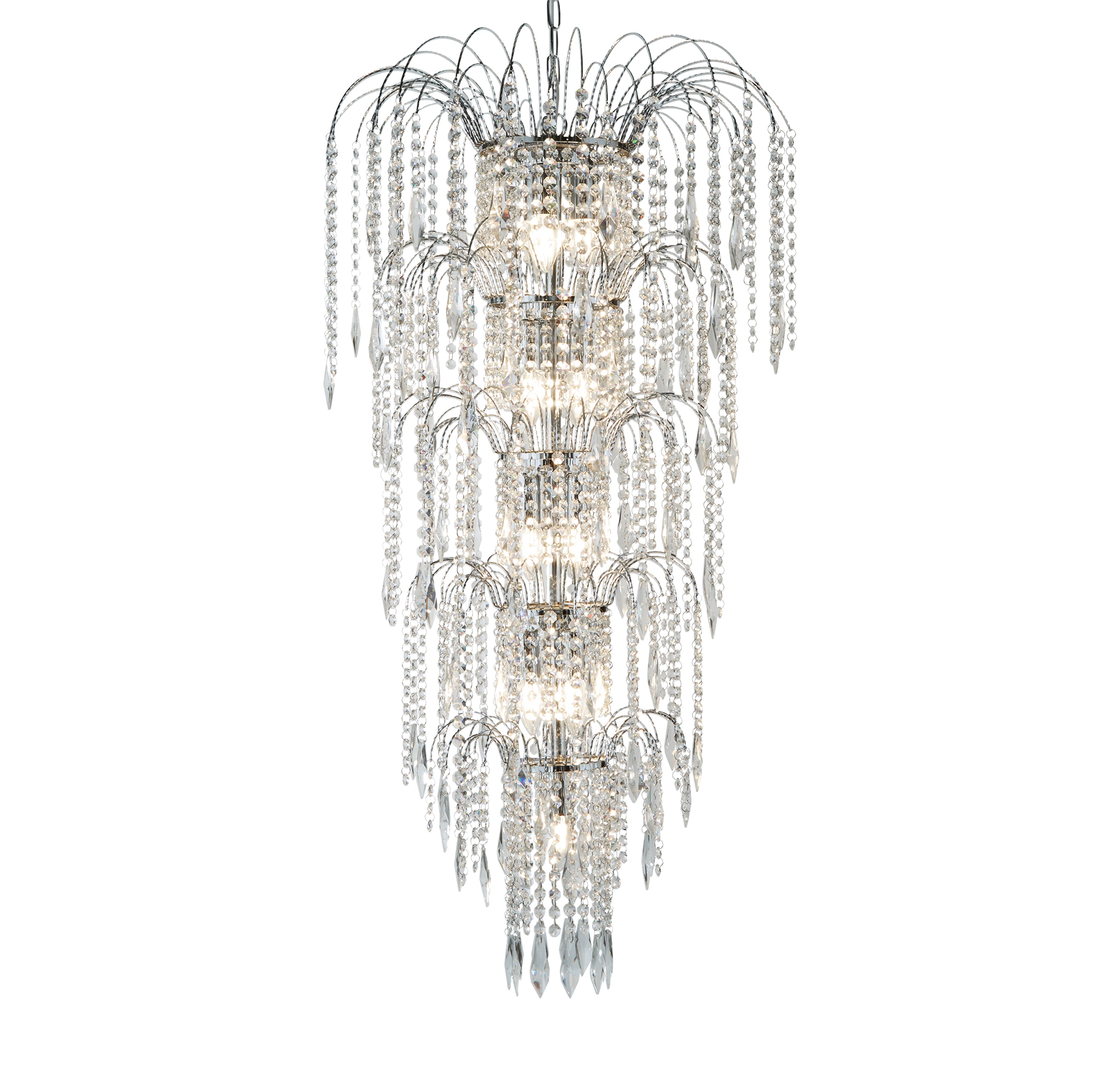 Searchlight Webb Tiered 13 Light Chandelier - Chrome & Clear Crystal