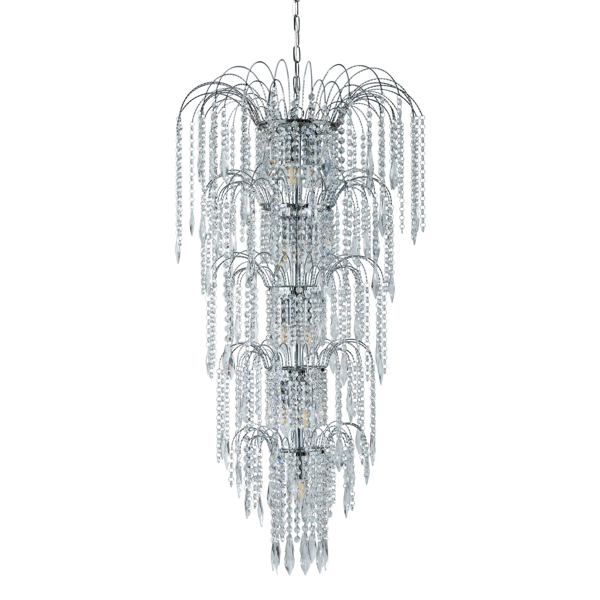 Searchlight Webb Tiered 13 Light Chandelier - Chrome & Clear Crystal