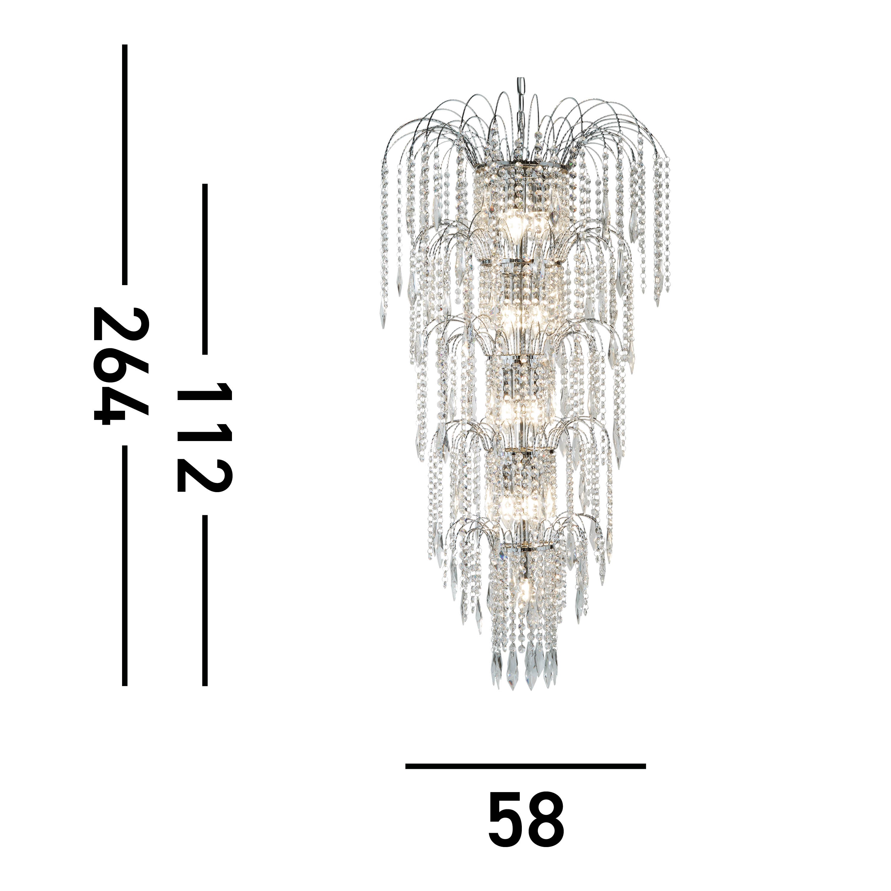 Searchlight Webb Tiered 13 Light Chandelier - Chrome & Clear Crystal