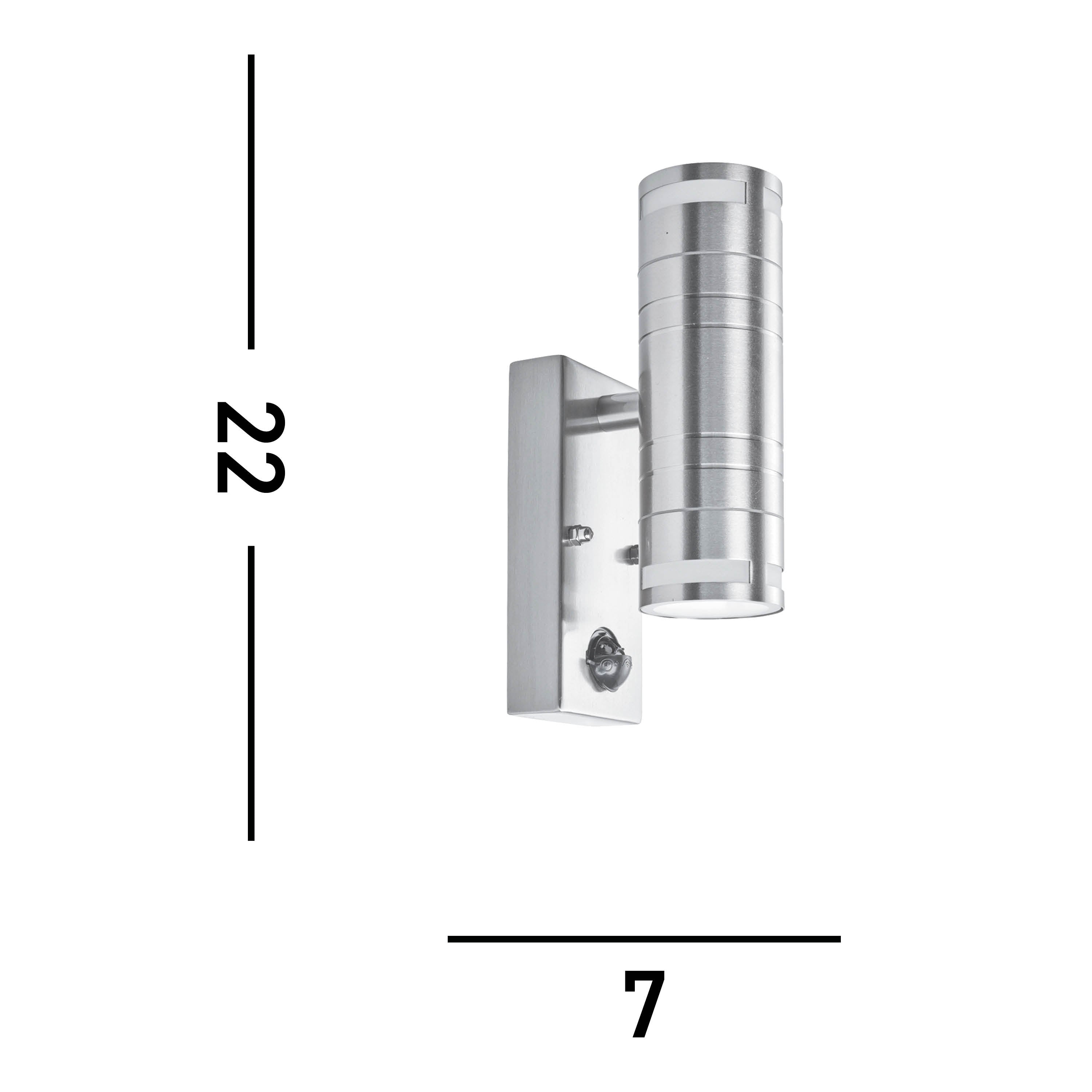 Searchlight Mela LED 2 Light Outdoor Wall Bracket with Sensor - Stainless Steel & Glass