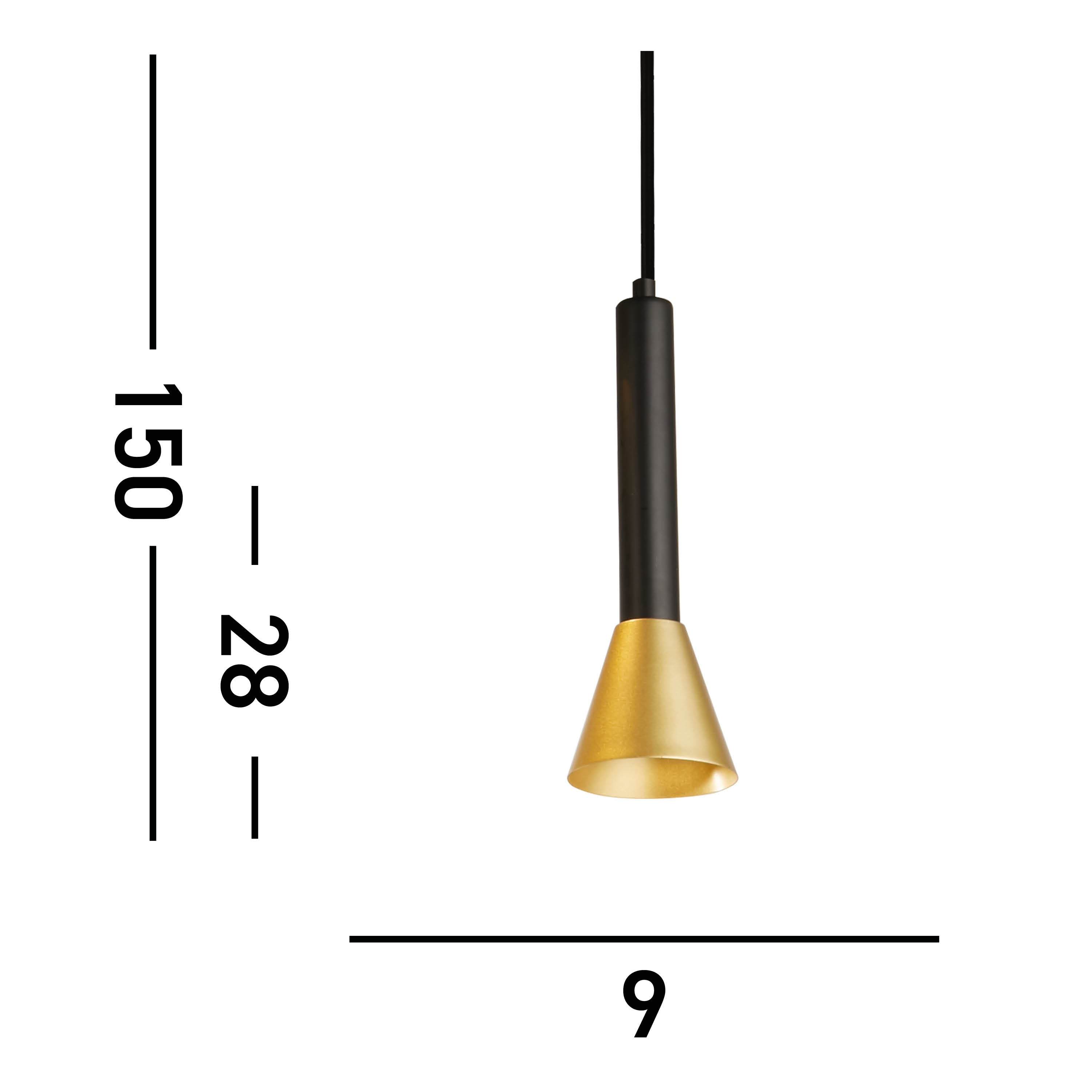 Searchlight Sinclair Pendant - Black & Gold Metal