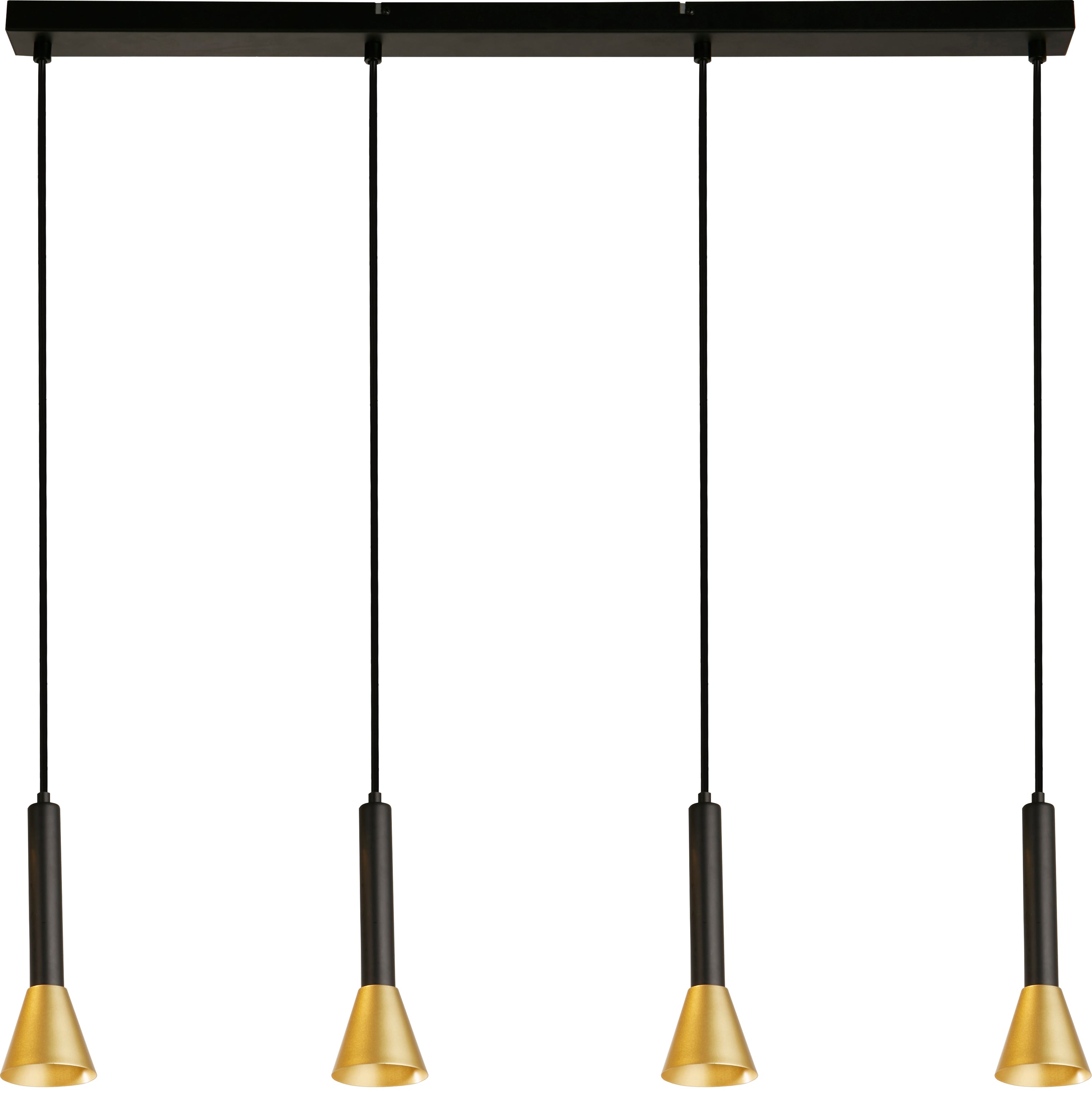 Searchlight Sinclair 4 Light Bar Pendant - Black & Gold Metal