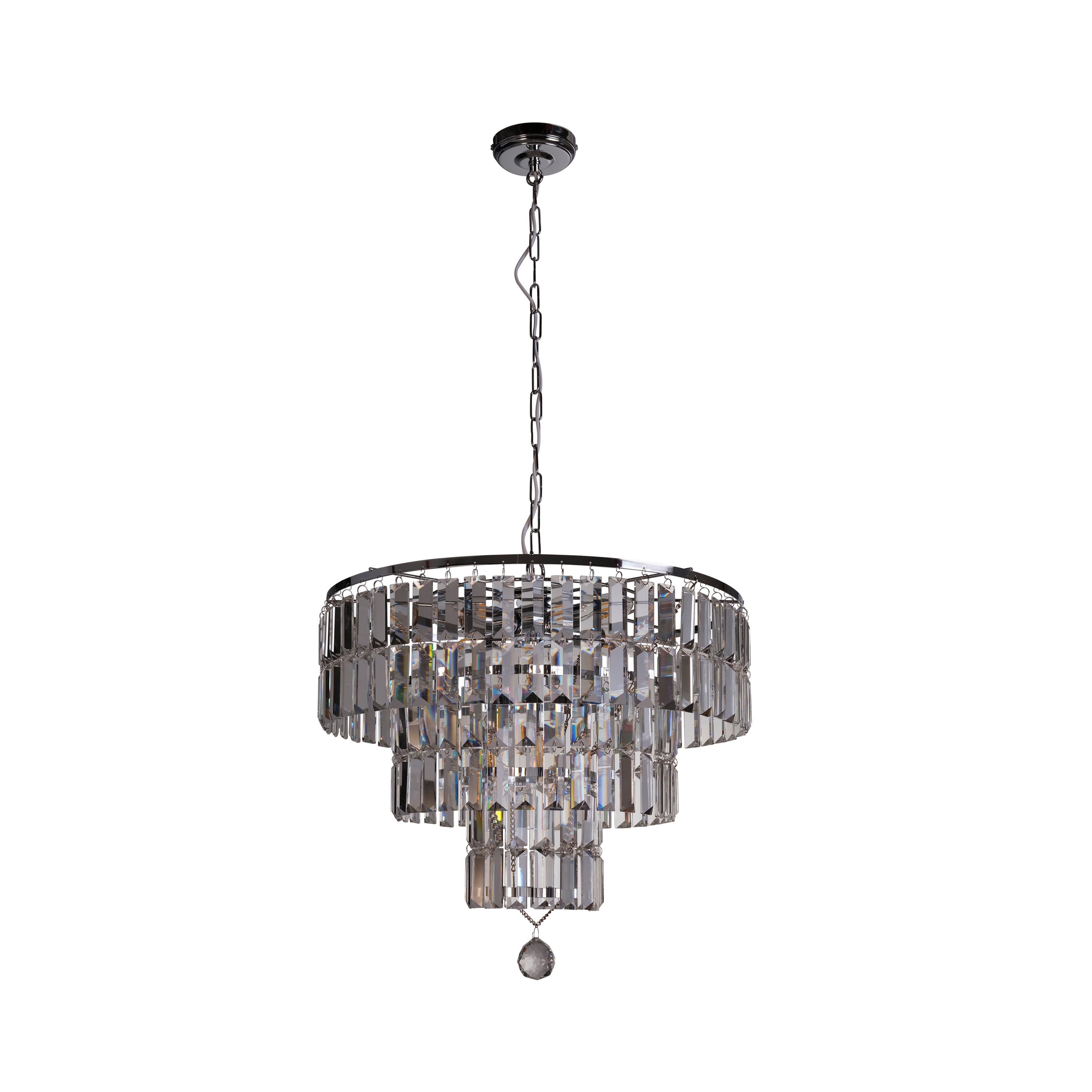 Searchlight Edith - 5 Light Chandelier, Chrome, Clear Crystal