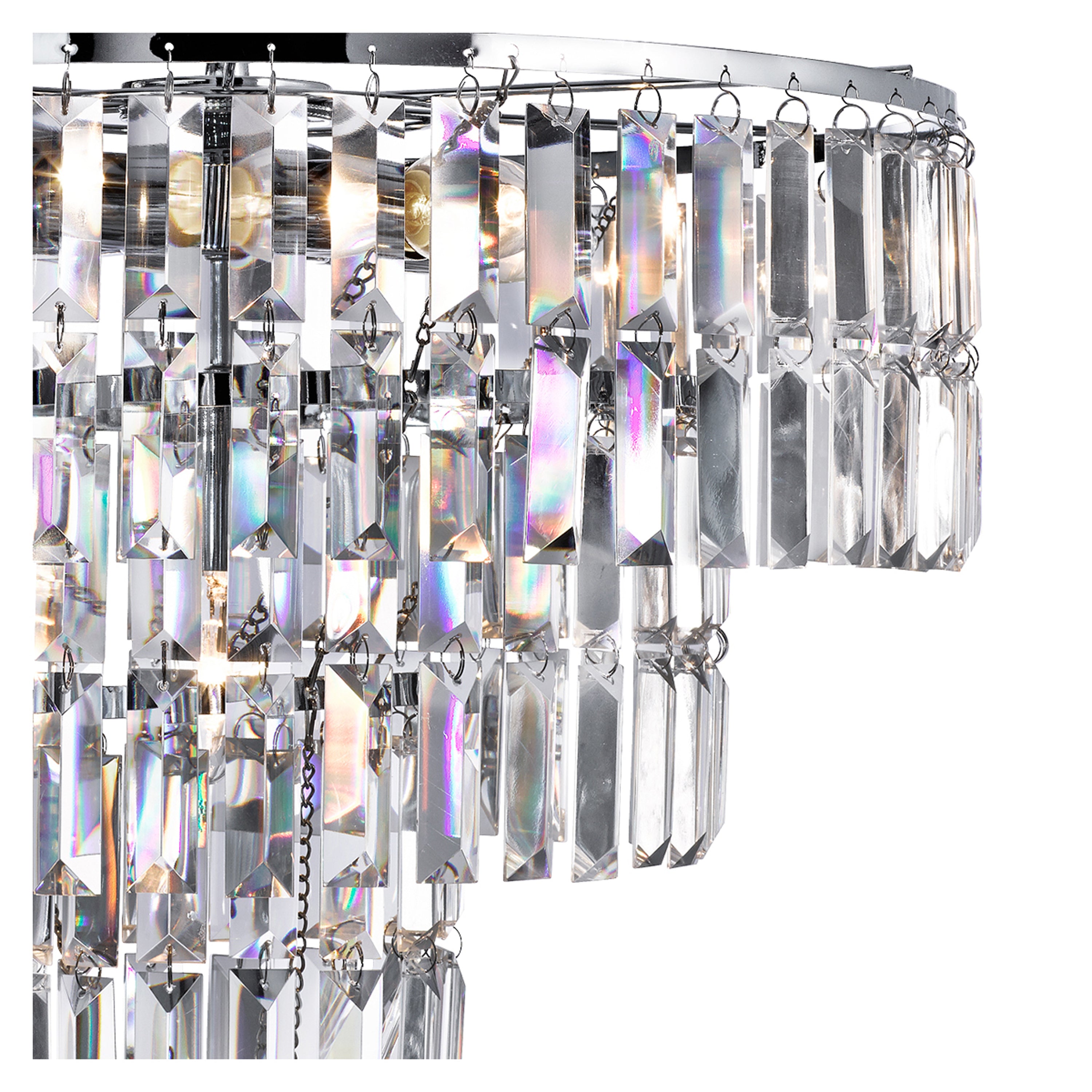Searchlight Edith - 5 Light Chandelier, Chrome, Clear Crystal