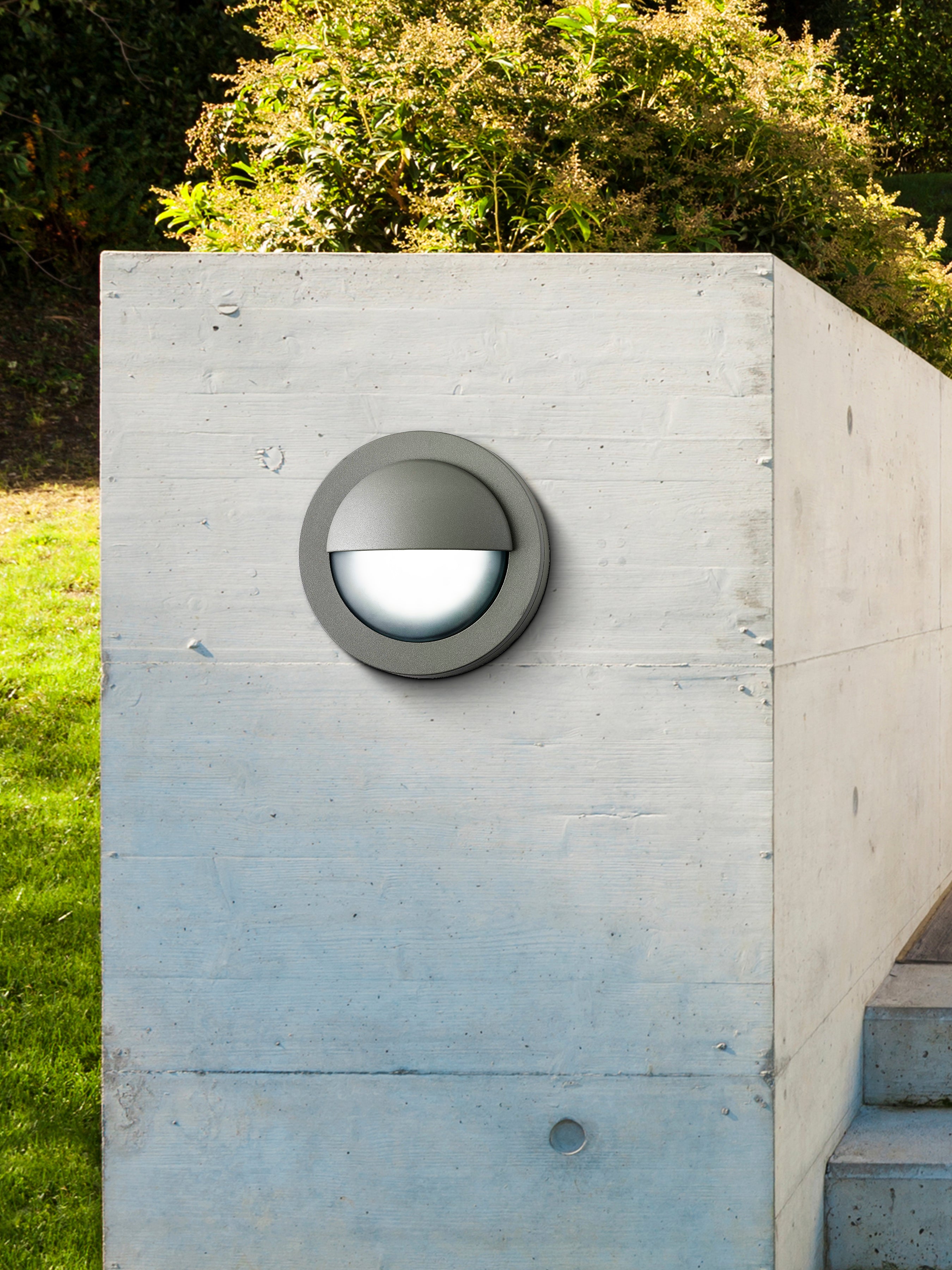 Searchlight Bamber LED Outdoor Flush - Grey Aluminium & Polycarbonate - IP44