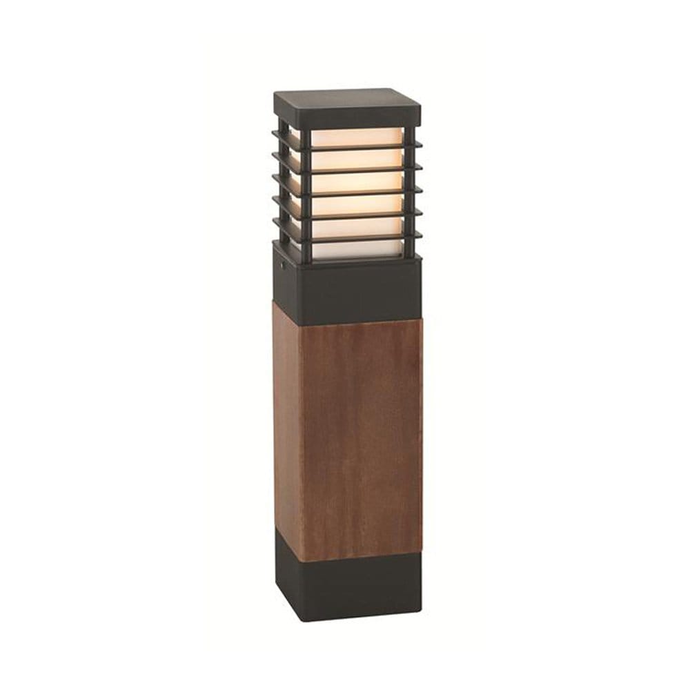 Norlys Halmstad Single Medium Wooden Bollard - Black