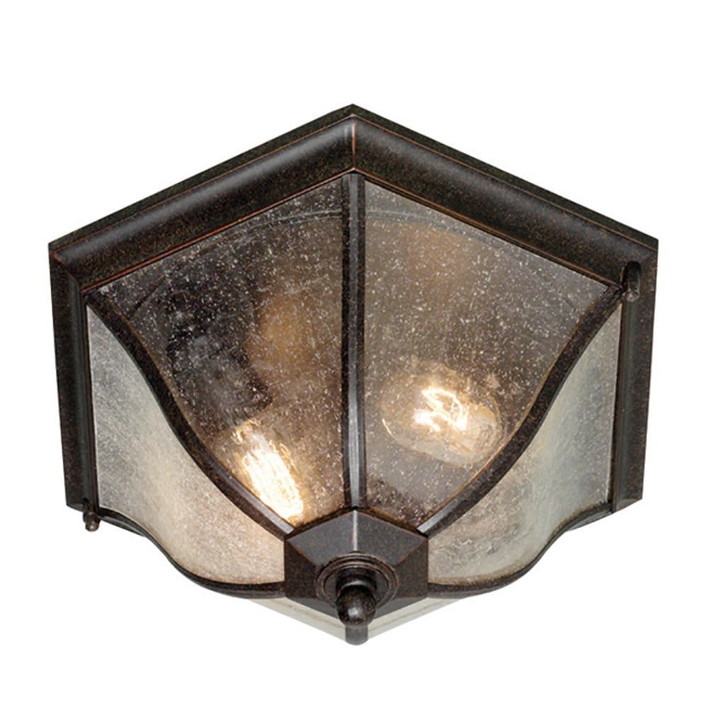 Elstead New England 2 Light Medium Flush Lantern - Weathered Bronze