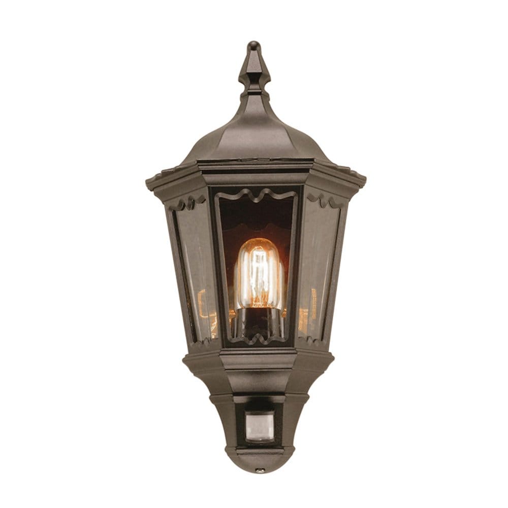 Elstead Medstead Single Half Lantern with PIR - Black