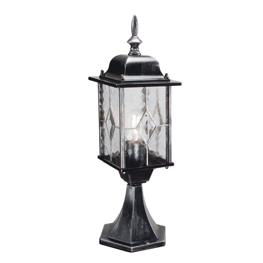Elstead Wexford Single Pedestal Lantern - Black & Silver