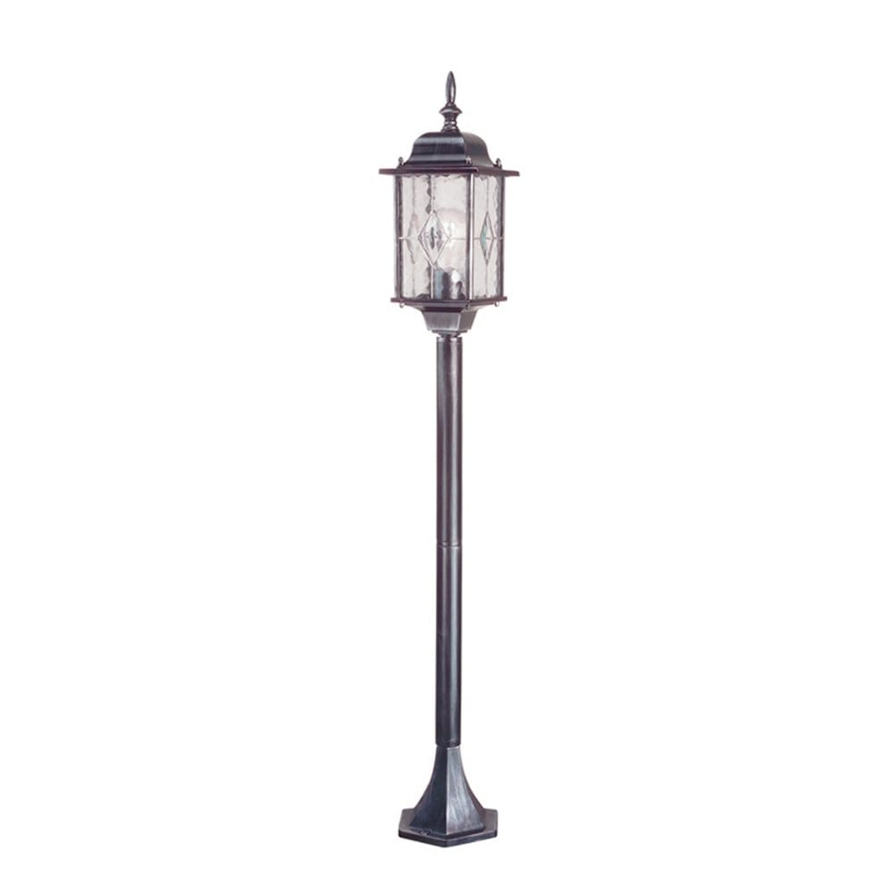 Elstead Wexford Single Pillar Lantern - Black & Silver