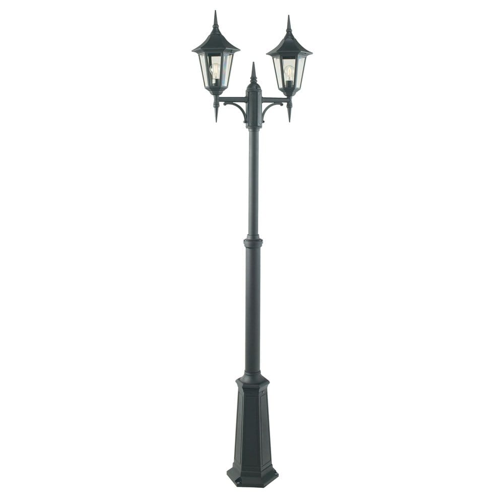 Norlys Valencia 2 Light Twin Head Lamp Post - Black