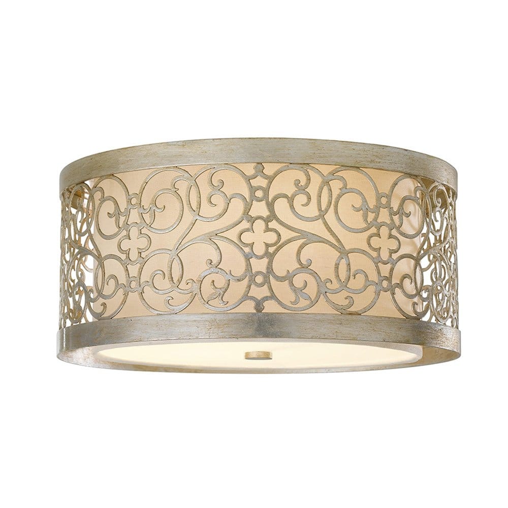Feiss Arabesque 2 Light Flush Fitting - Silver Leaf Patina