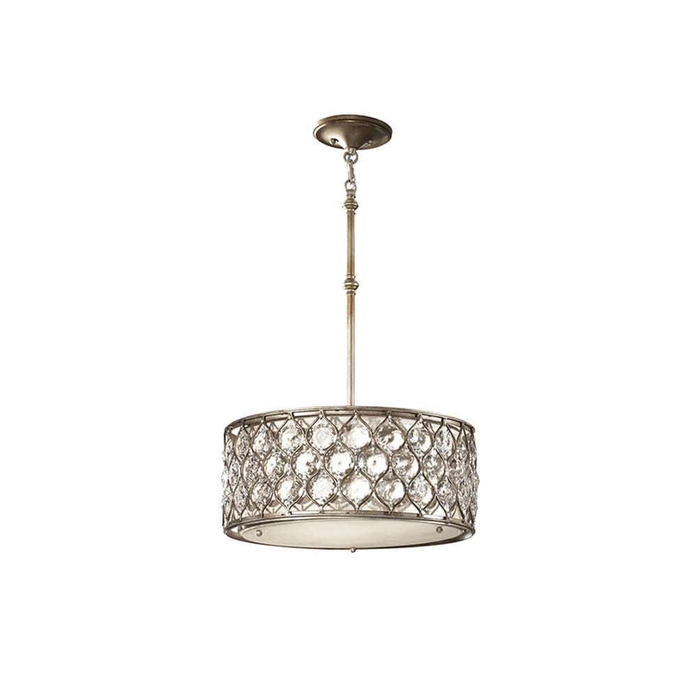 Feiss Lucia 3 Light Pendant Chandelier - Burnished Silver