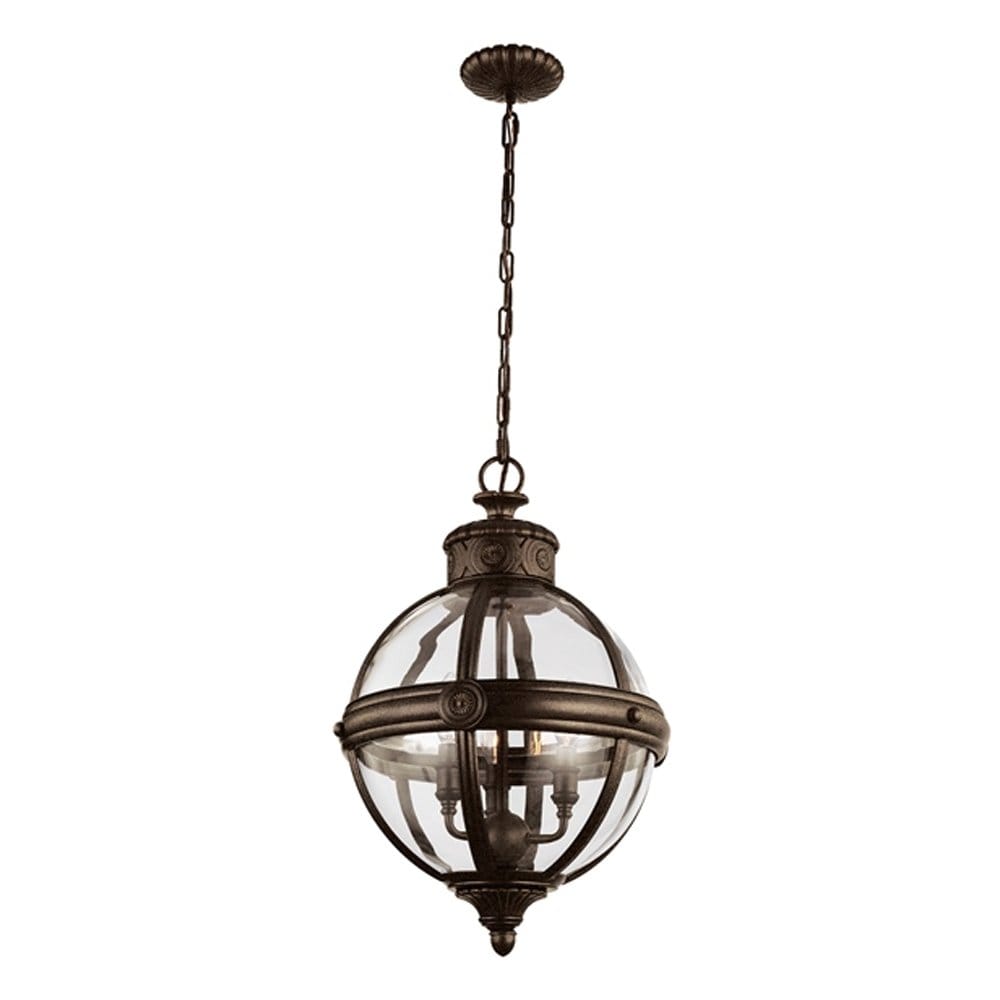 Feiss Adams 3 Light Pendant Chandelier - British Bronze