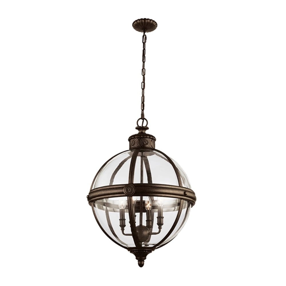 Feiss Adams 4 Light Pendant Chandelier - British Bronze