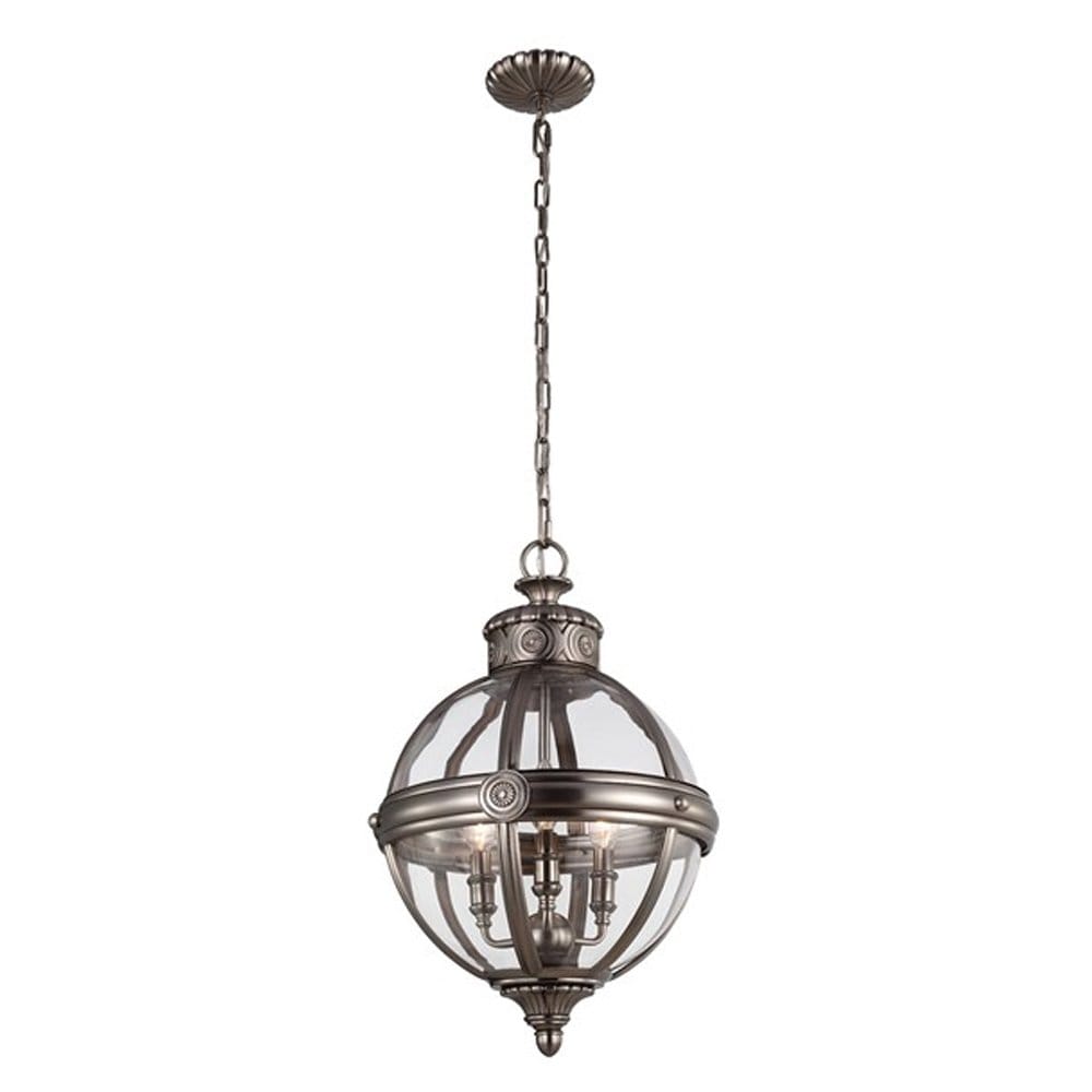 Feiss Adams 3 Light Pendant Chandelier - Antique Nickel