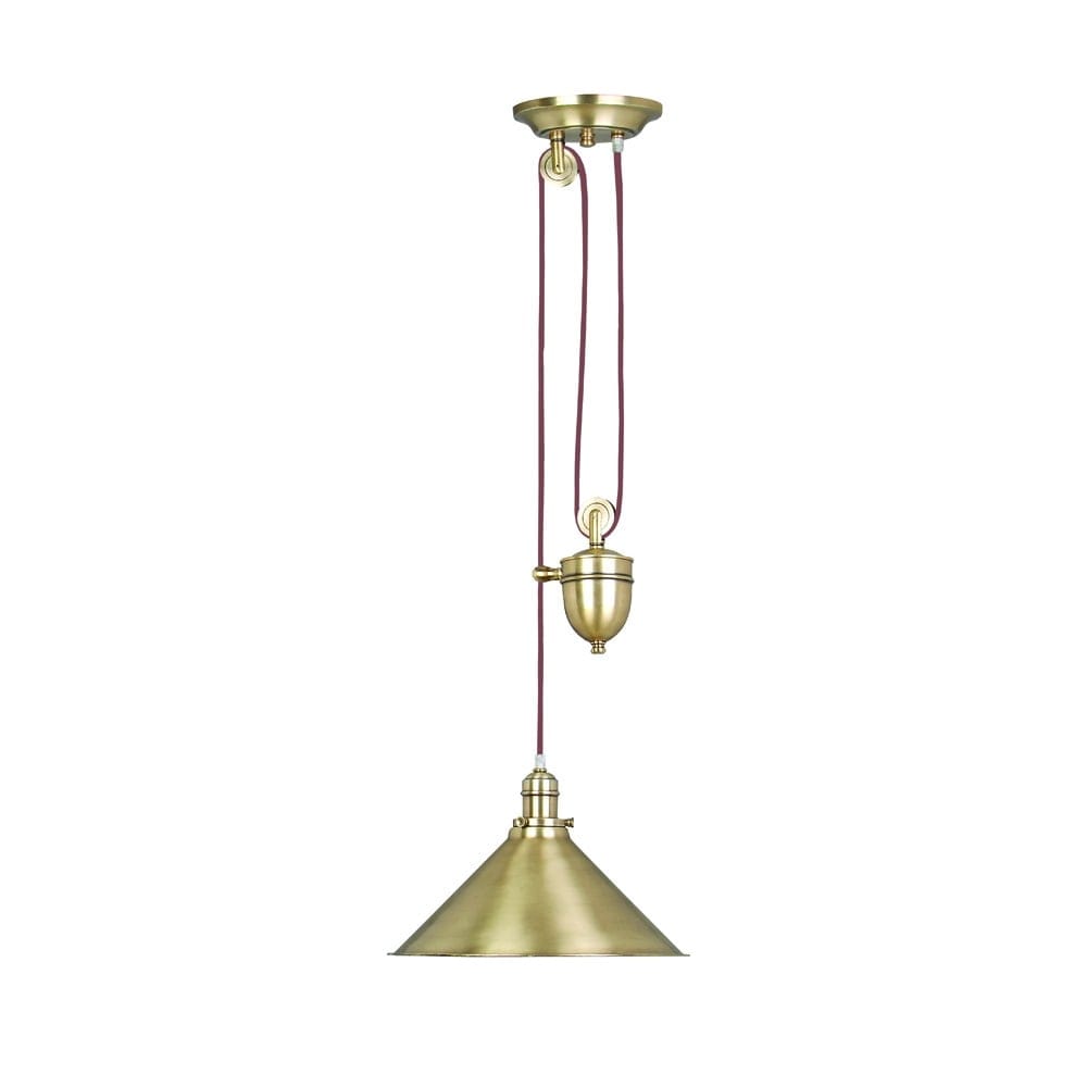Elstead Provence Single Rise and Fall Pendant - Aged Brass