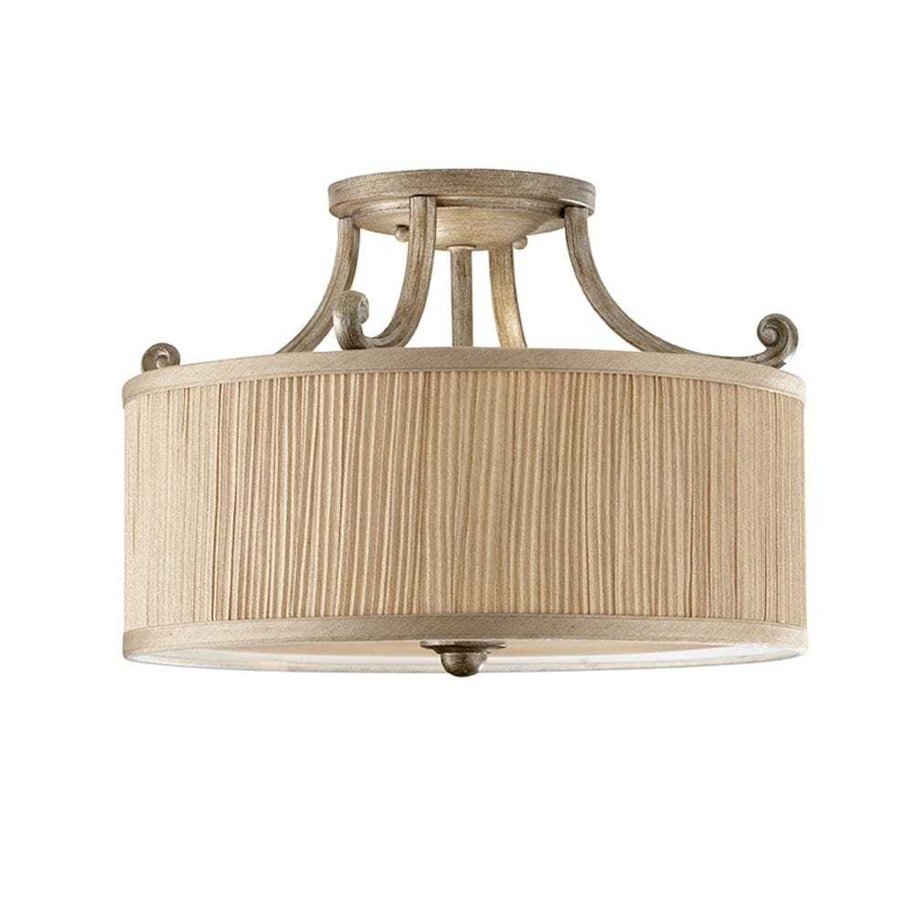 Feiss Abbey 3 Light Semi-Flush Fitting - Silver Sand