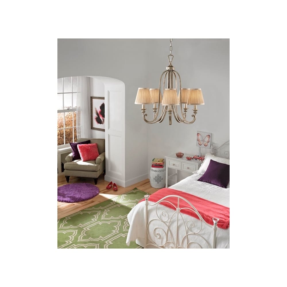 Feiss Abbey 5 Light Chandelier - Silver Sand