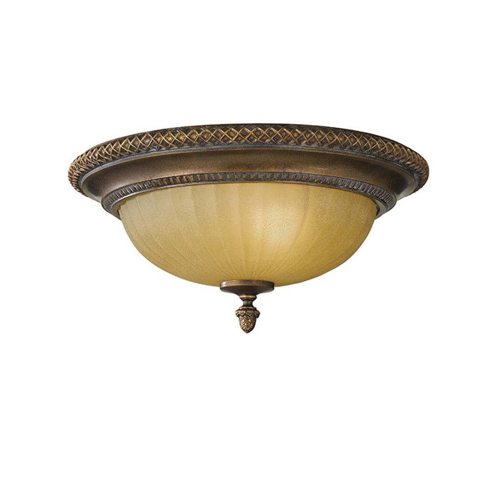 Feiss Kelham Hall 2 Light Flush Fitting - Firenze Gold & British Bronze