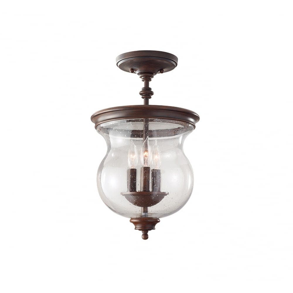 Feiss Pickering Lane 3 Light Semi-Flush Fitting - Heritage Bronze