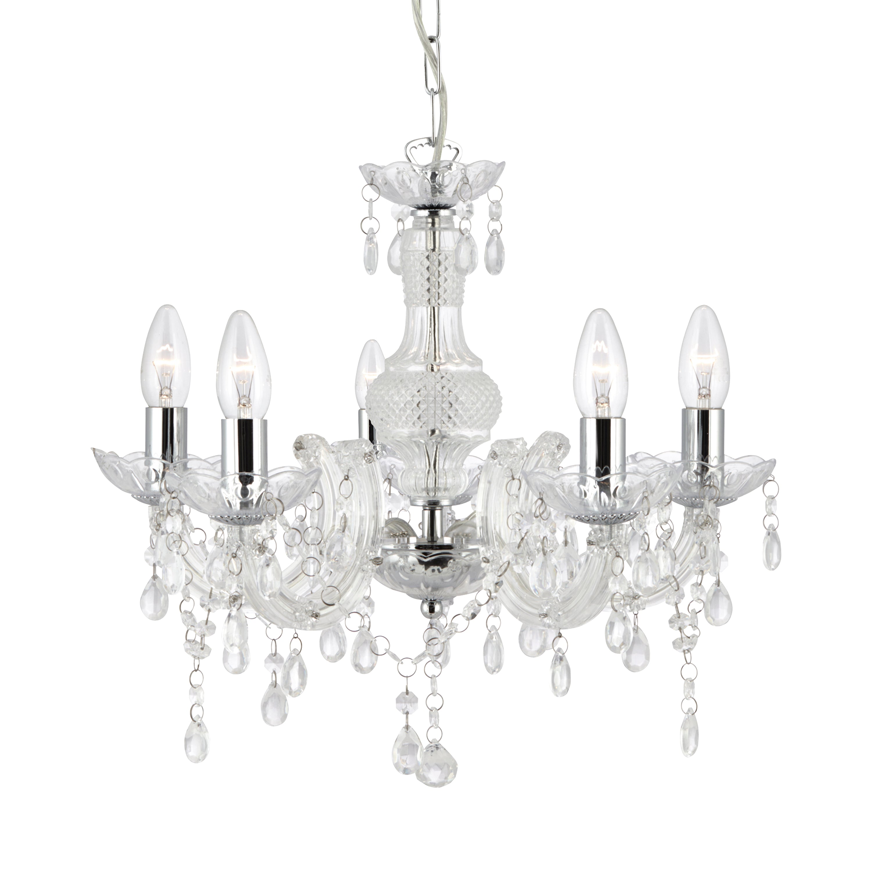 Searchlight Maple 5 Light Chandelier - Clear Glass & Acrylic