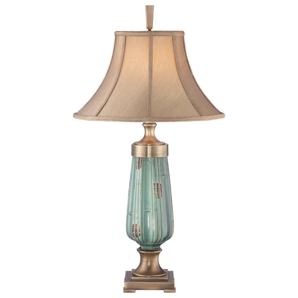 Quoizel Monteverde Single Table Lamp - Ceramic Glaze/Aged Brass