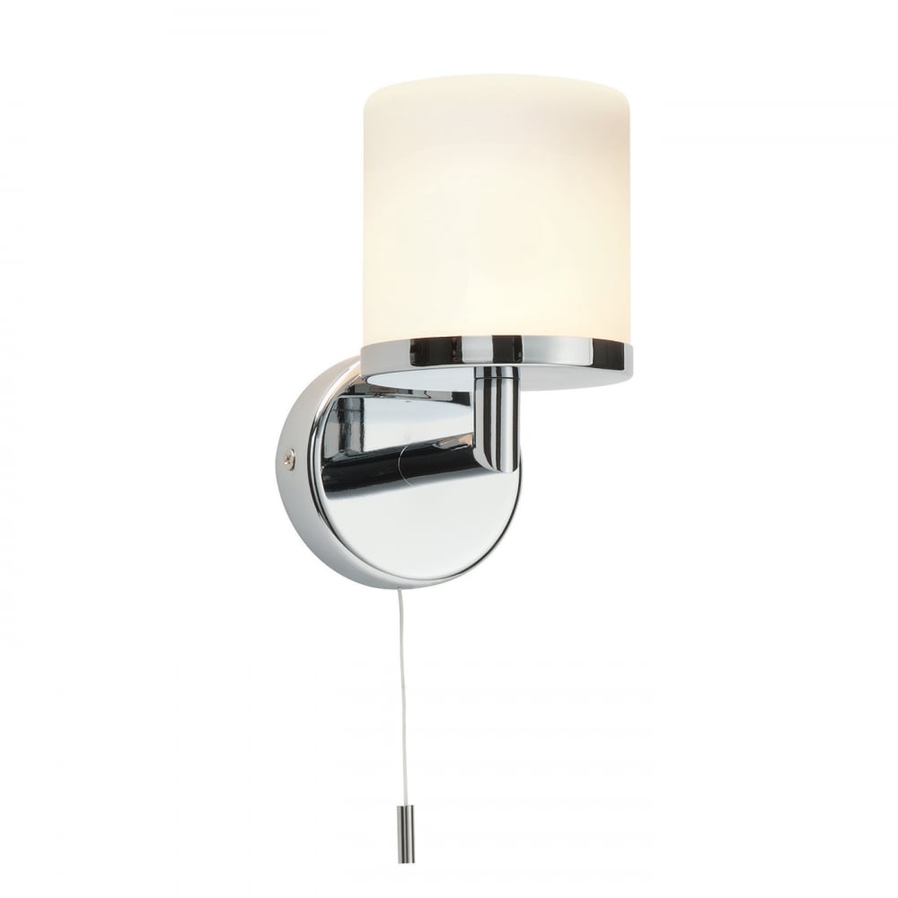Saxby Lipco single wall light IP44 - Chrome Plate & Matt Opal Duplex Glass