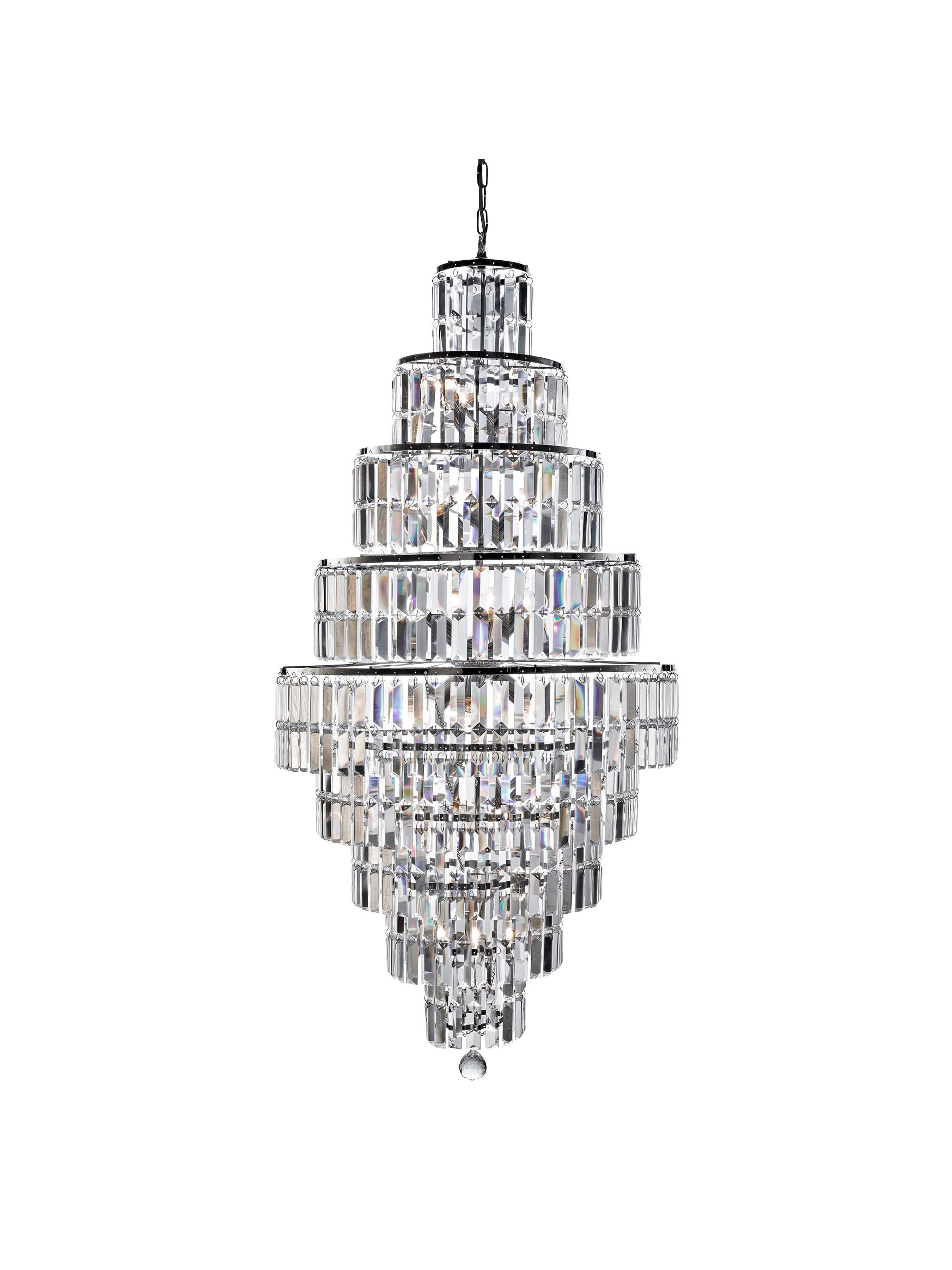 Searchlight Edith 13 Light Chandelier - Chrome & Clear Crystal