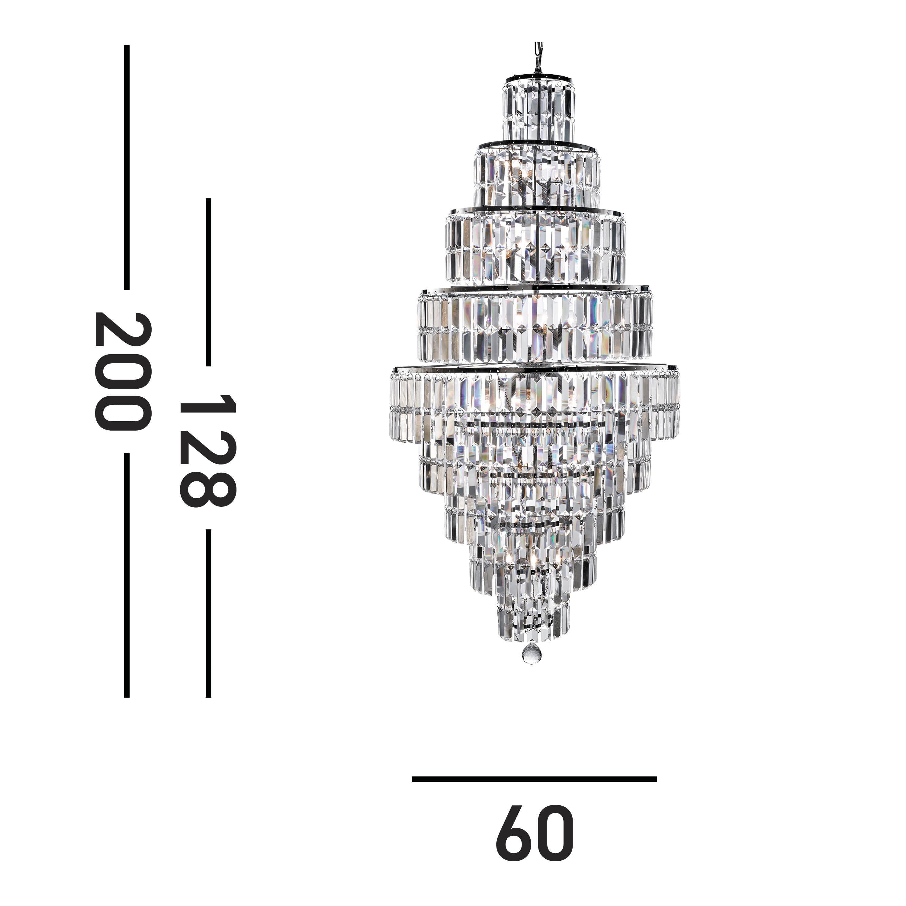 Searchlight Edith 13 Light Chandelier - Chrome & Clear Crystal