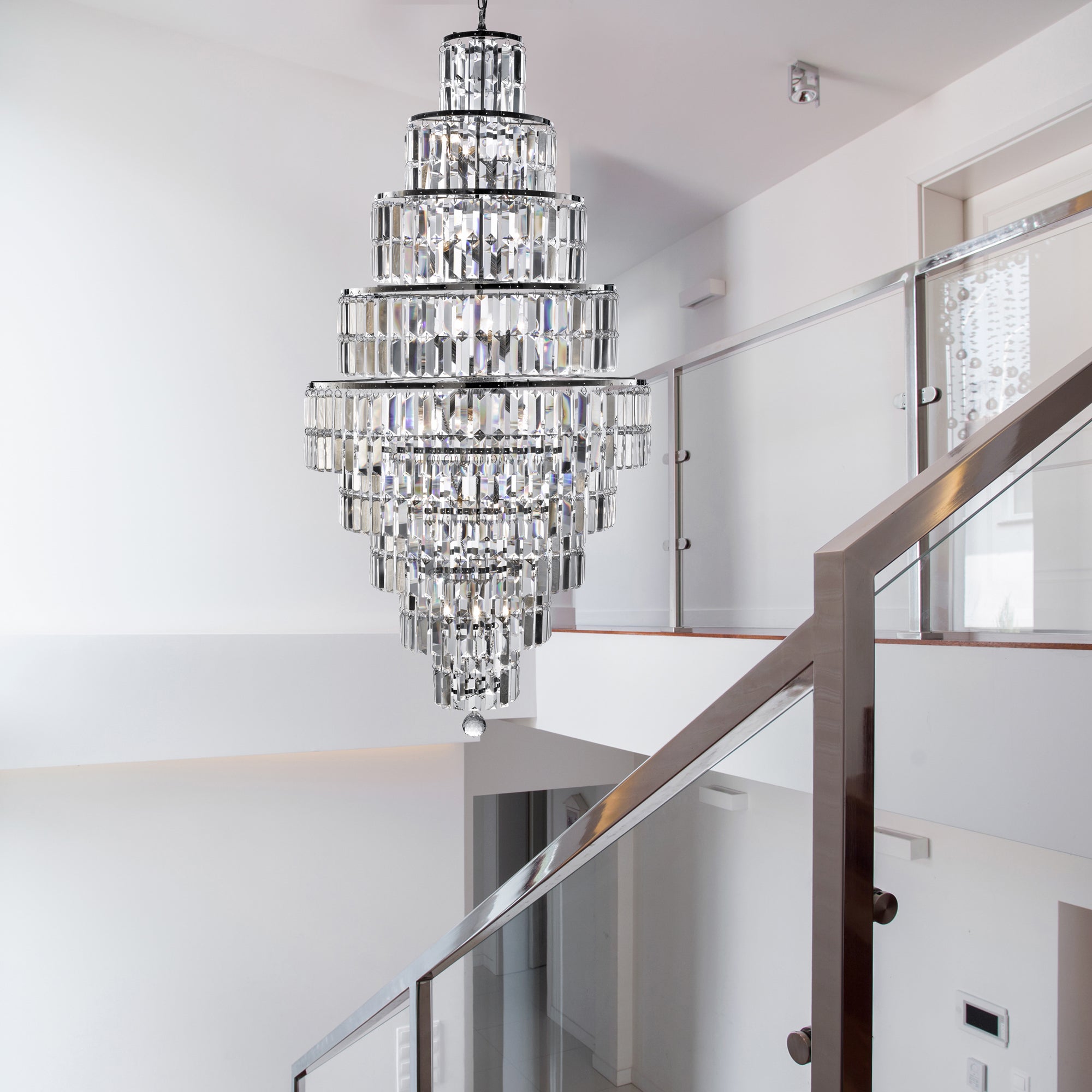 Searchlight Edith 13 Light Chandelier - Chrome & Clear Crystal