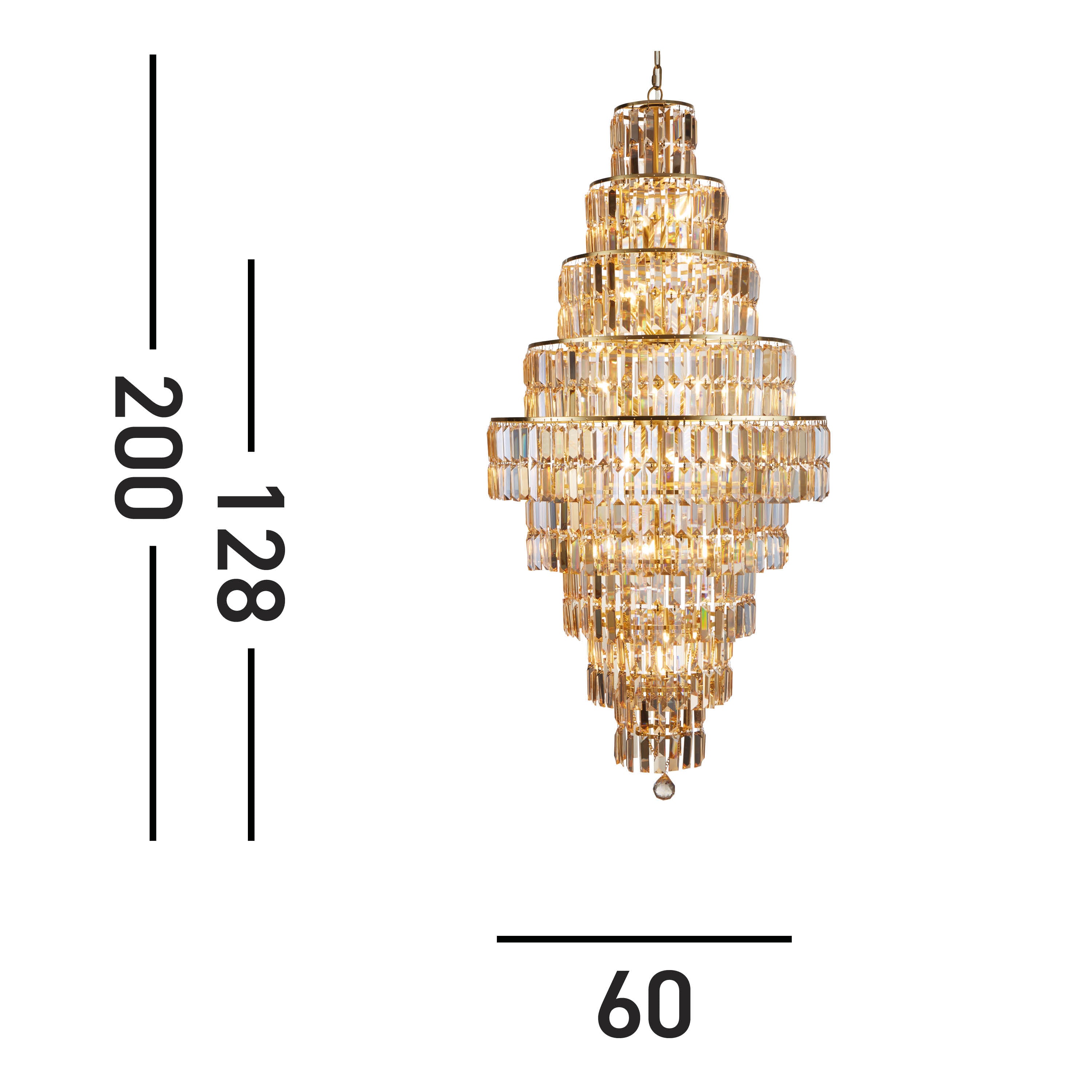 Searchlight Edith 13 Light Chandelier - Satin Brass & Champagne Glass