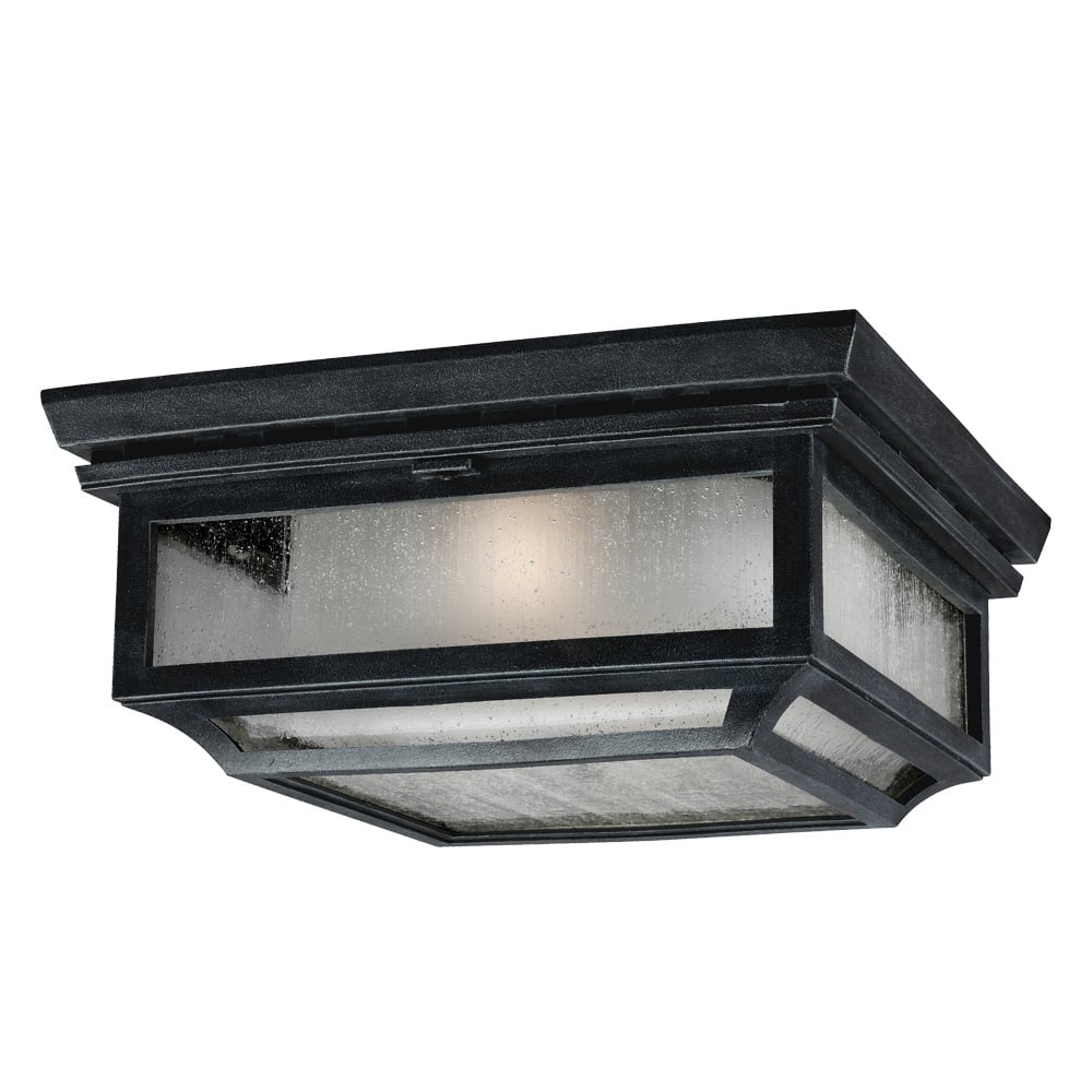 Feiss Shepherd 2 Light Flush Fitting - Dark Weathered Zinc